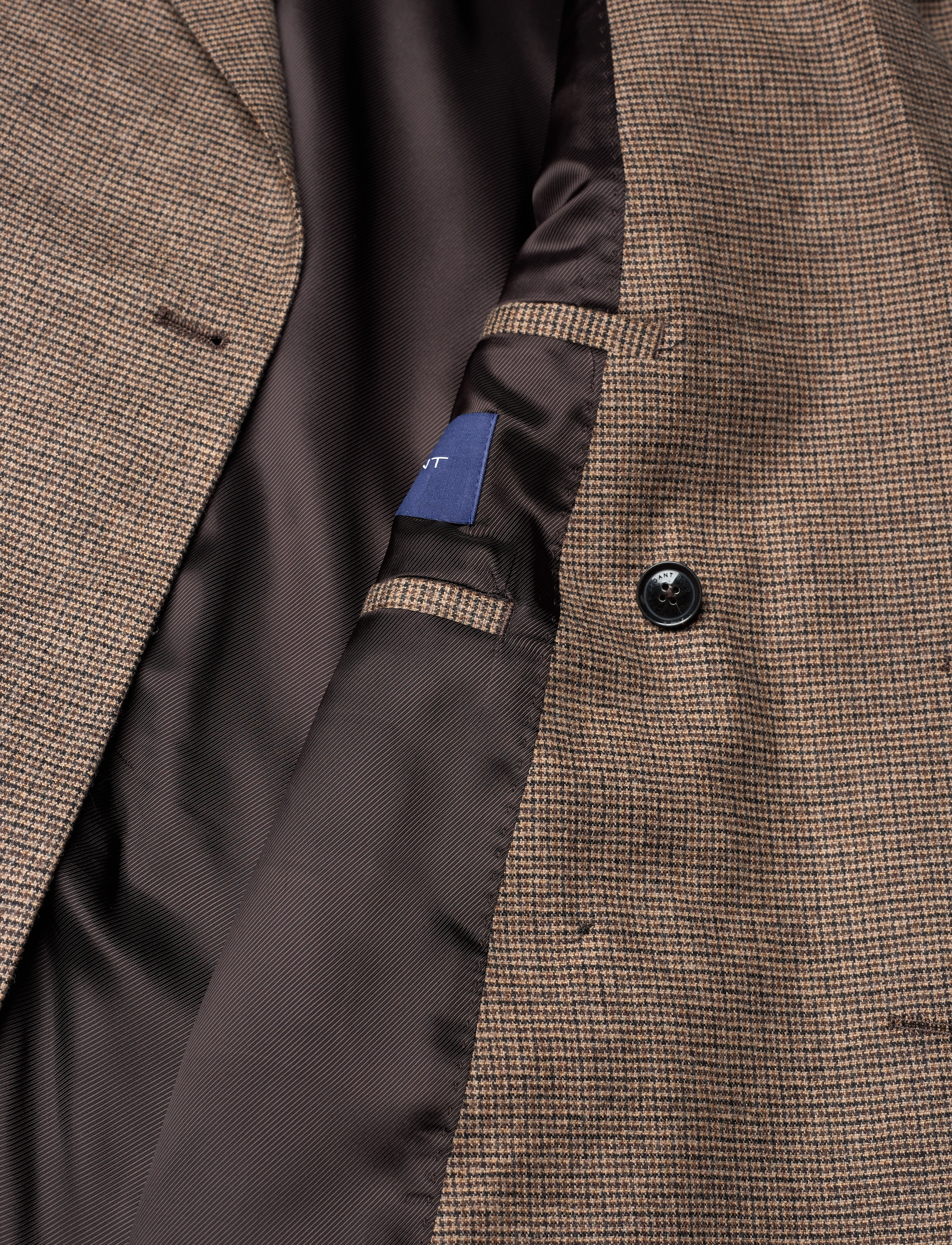 GANT - D2. HOUNDSTOOTH CHECK SUIT BLAZER - rich brown - 4