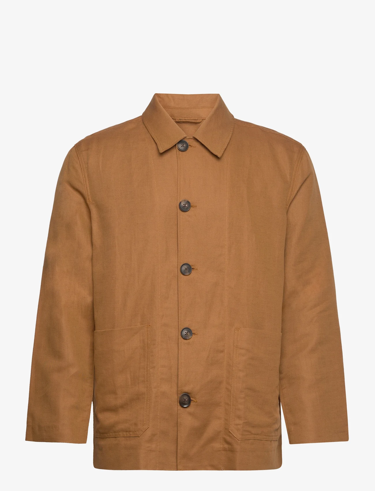GANT - COTTON LINEN JACKET - spring jackets - suede brown - 0