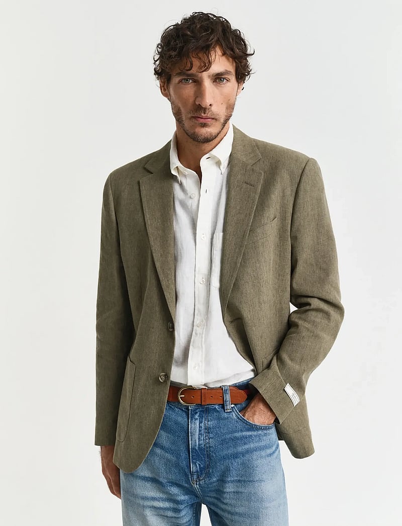GANT - SLIM COT/LINEN SUIT JACKET - einreiher - dried clay - 0