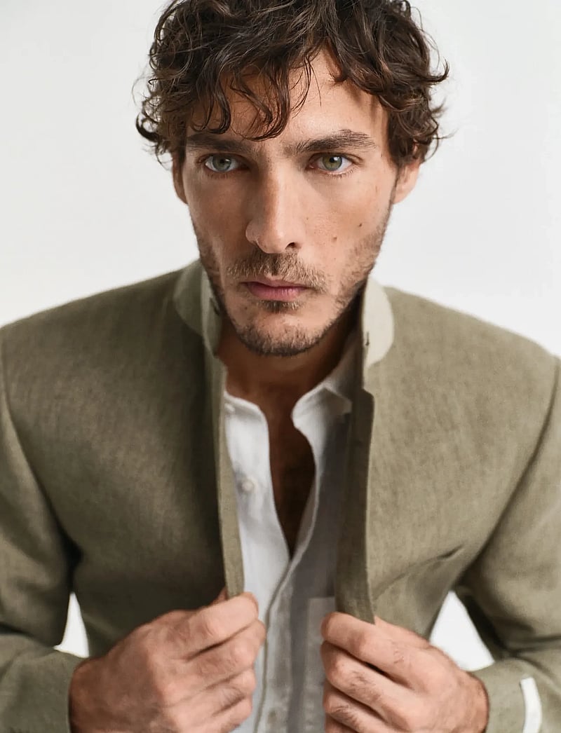 GANT - SLIM COT/LINEN SUIT JACKET - einreiher - dried clay - 4