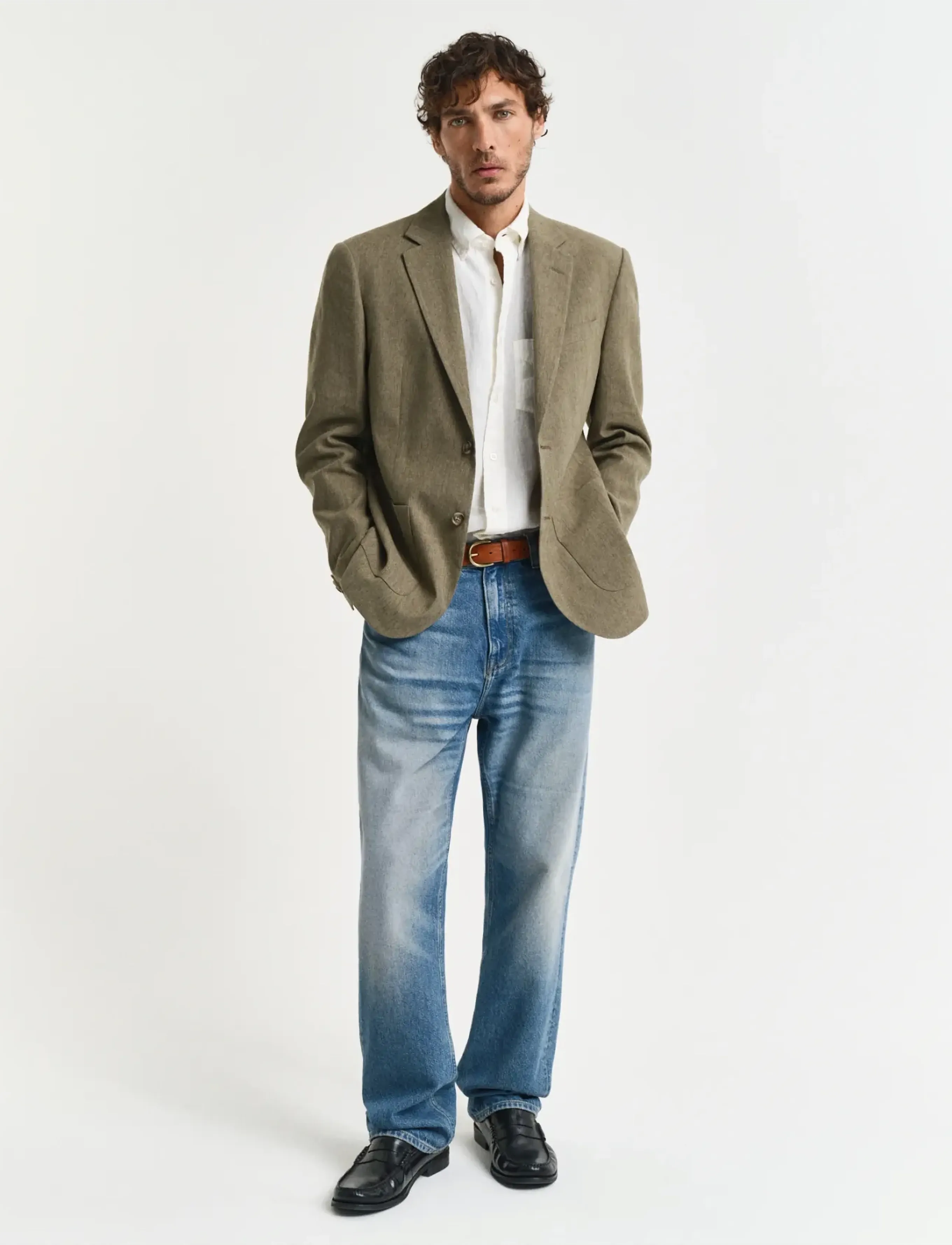 Gant - SLIM COT/LINEN SUIT JACKET - blazers - dried clay - 5
