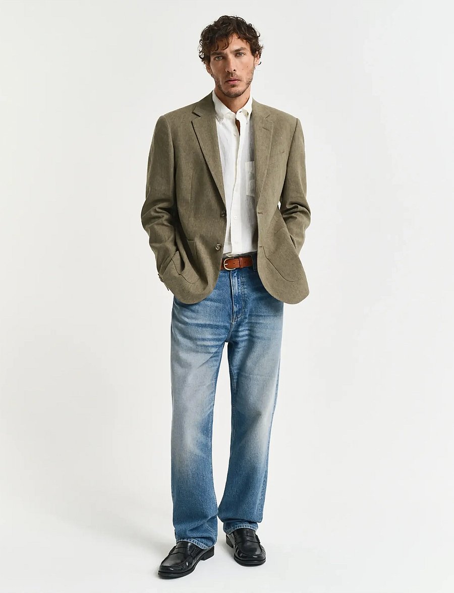Gant - SLIM COT/LINEN SUIT JACKET - blazers met enkele rij knopen - dried clay - 5