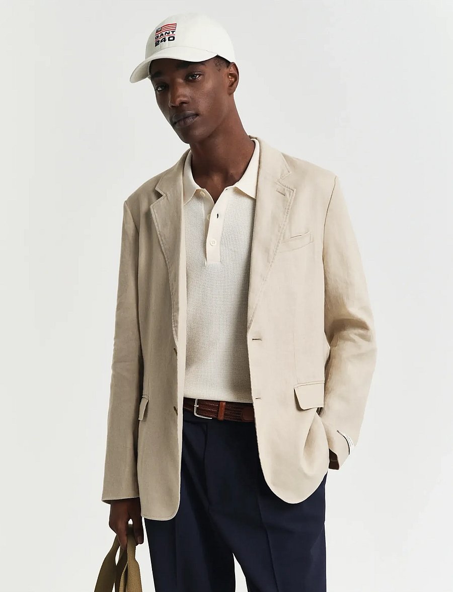 Gant - REG GMNT DYE LINEN BLAZER - dry sand - 0