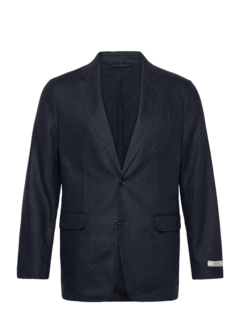 GANT - REG GMNT DYE LINEN BLAZER - enkeltradede blazere - evening blue - 1