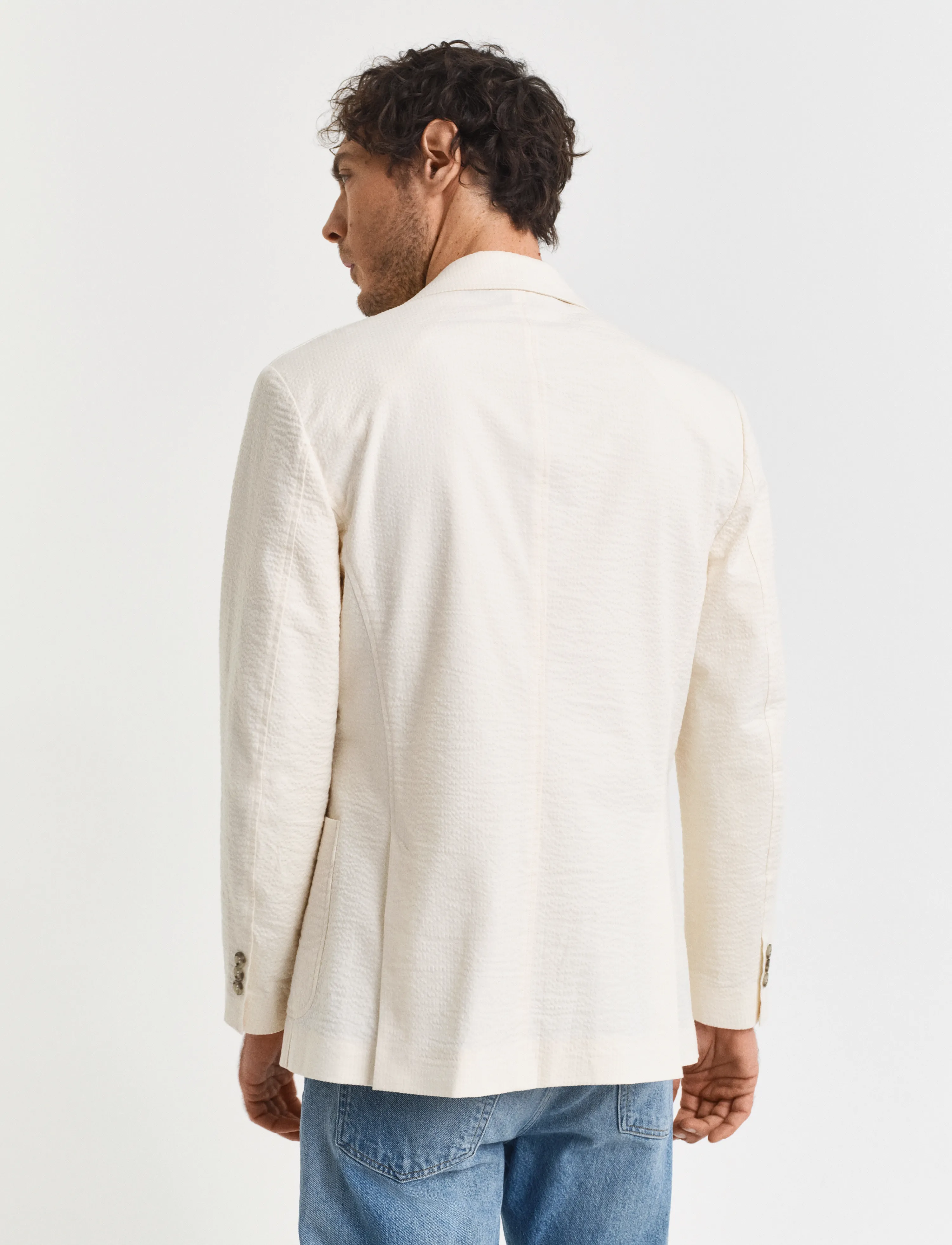 Gant - SLIM SEERSUCKER SUIT JACKET - enkelknäppta kavajer - cream - 3