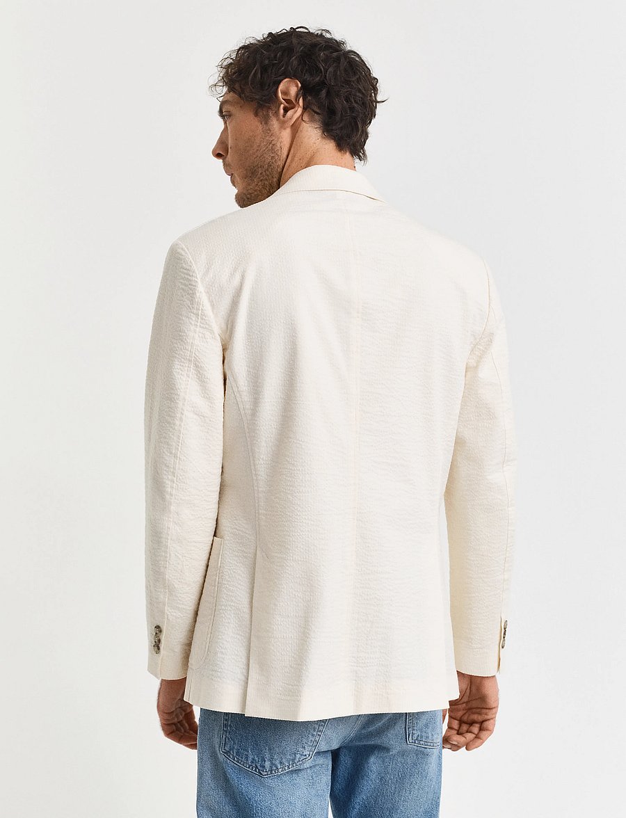 Gant - SLIM SEERSUCKER SUIT JACKET - enkeltradede blazere - cream - 3