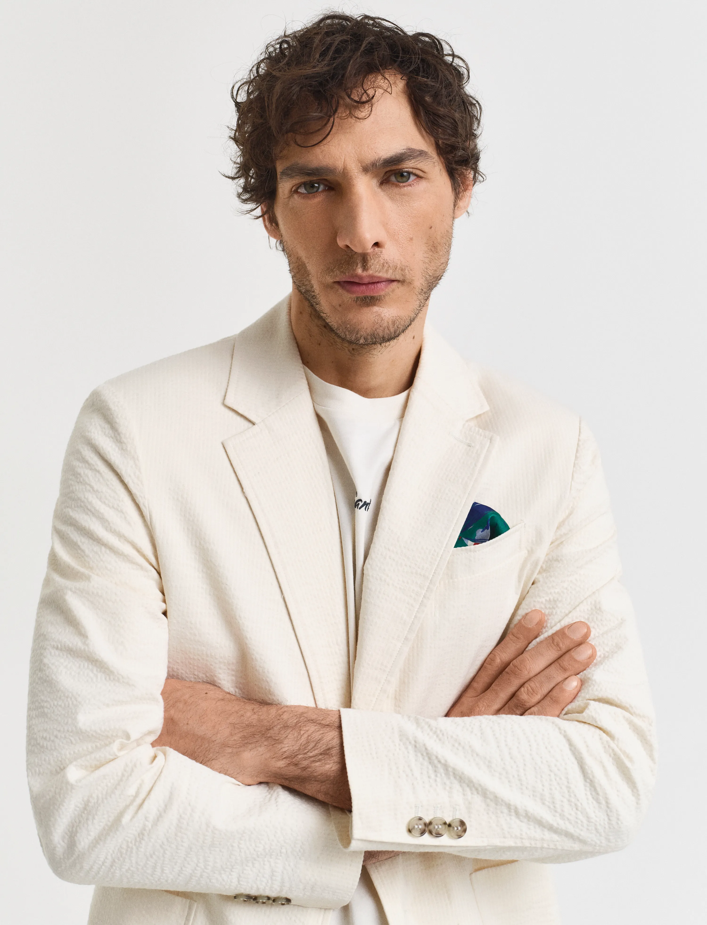 Gant - SLIM SEERSUCKER SUIT JACKET - enkelknäppta kavajer - cream - 4