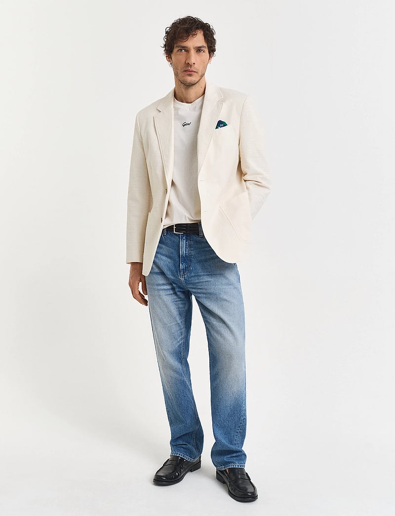 GANT - SLIM SEERSUCKER SUIT JACKET - einreiher - cream - 5