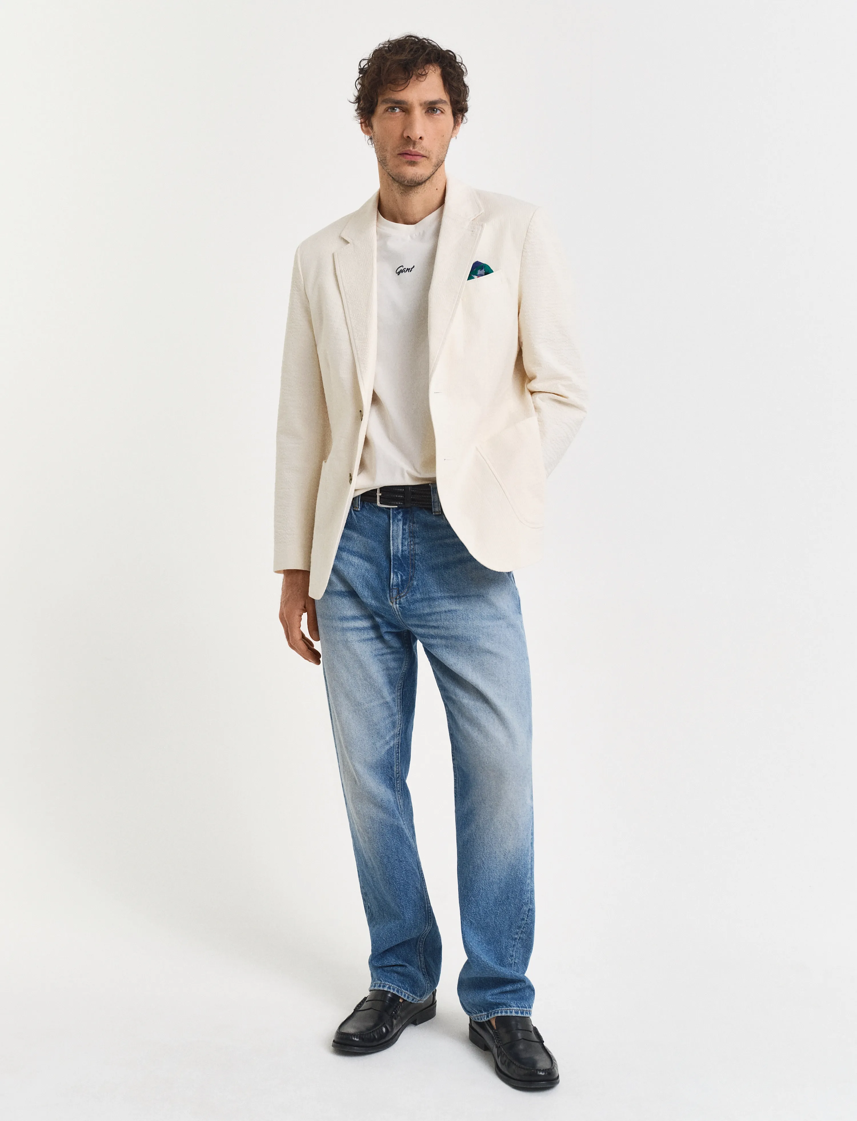Gant - SLIM SEERSUCKER SUIT JACKET - enkelknäppta kavajer - cream - 5