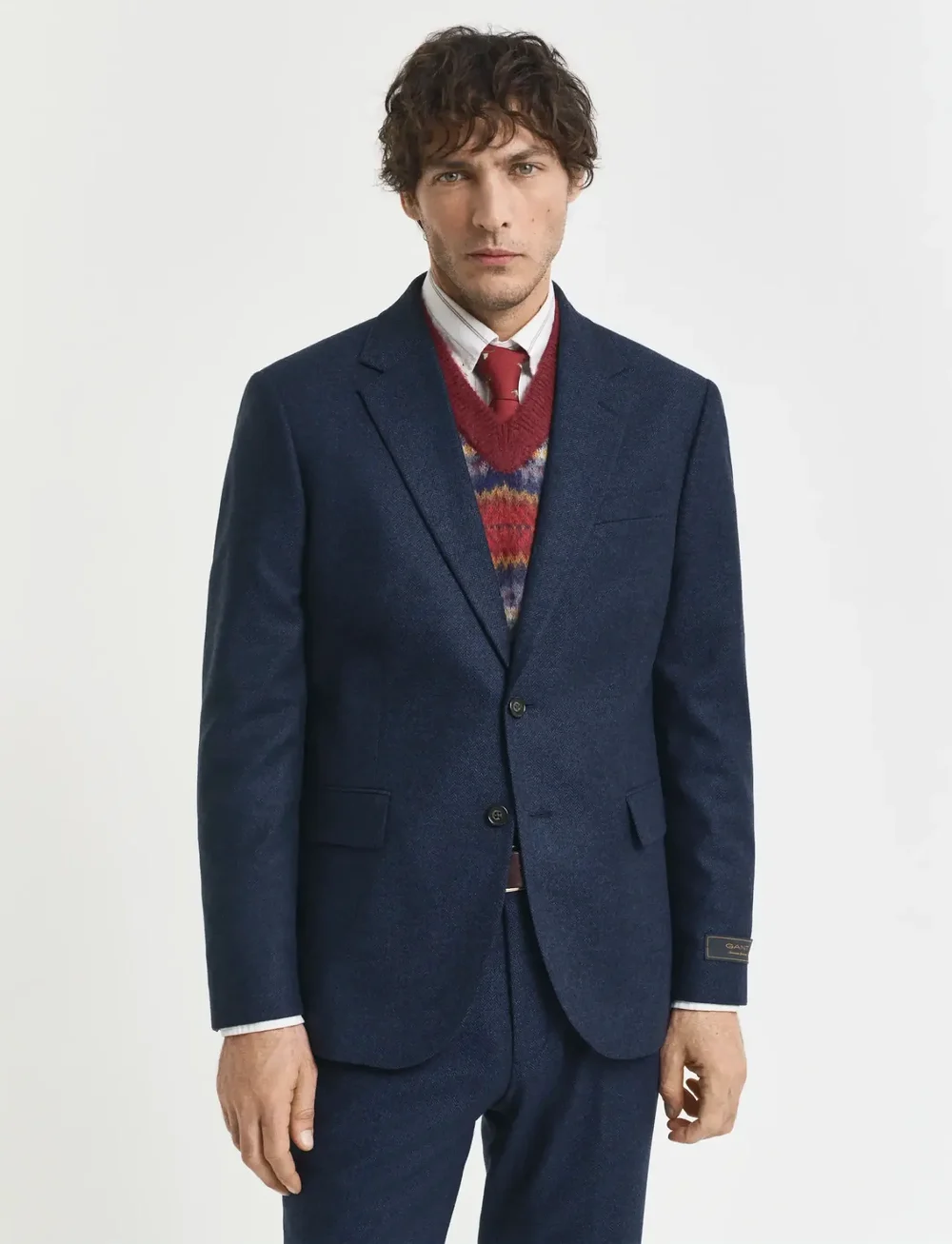 GANT - FLANNEL HERRINGBONE SUIT JACKET - enkeltradede blazere - evening blue - 0