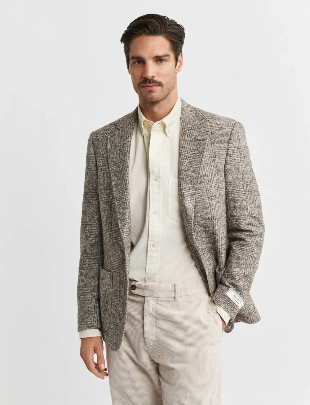 GANT - CHECKED KNIT BLAZER - single breasted blazers - seed melange - 0