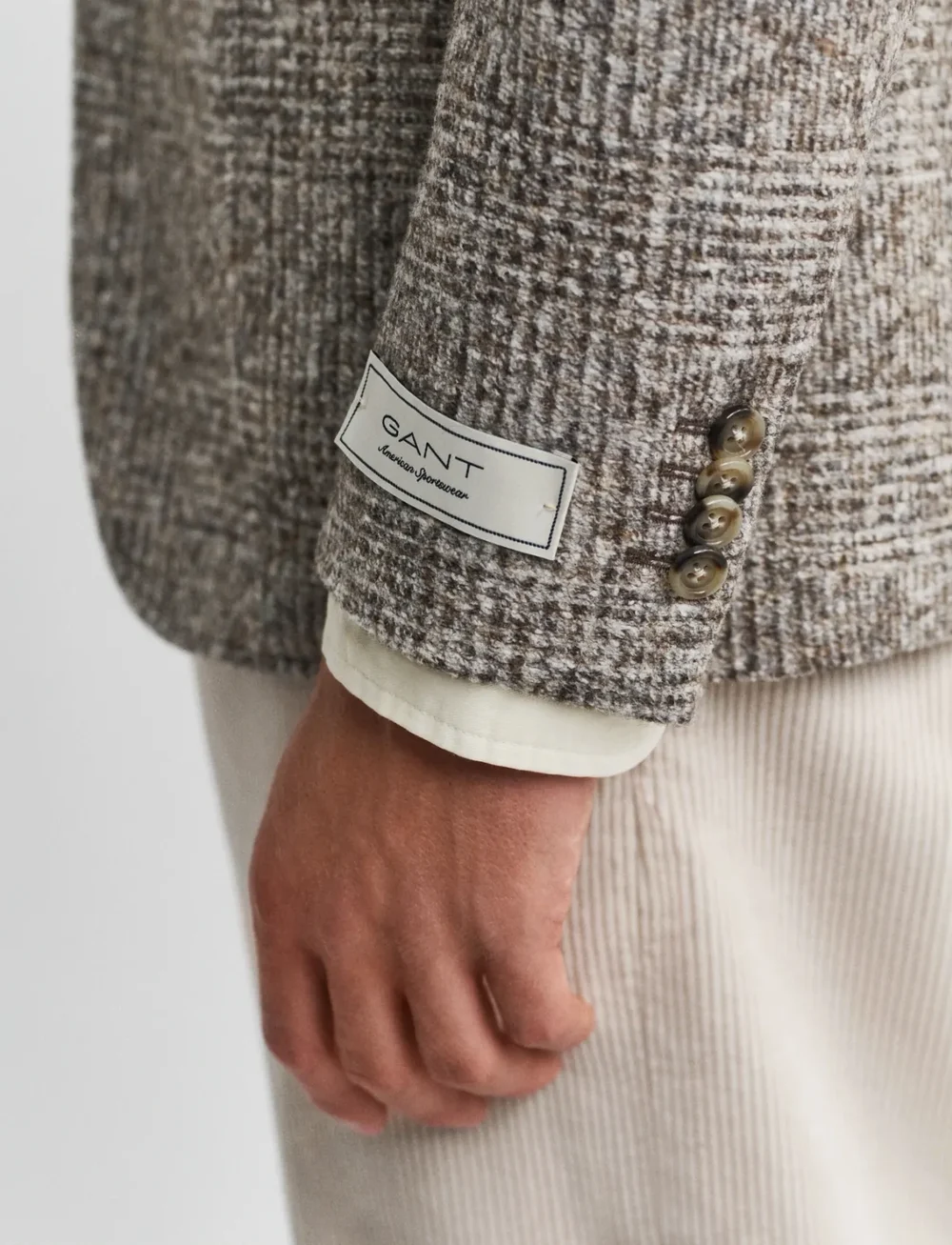 GANT - CHECKED KNIT BLAZER - single breasted blazers - seed melange - 3