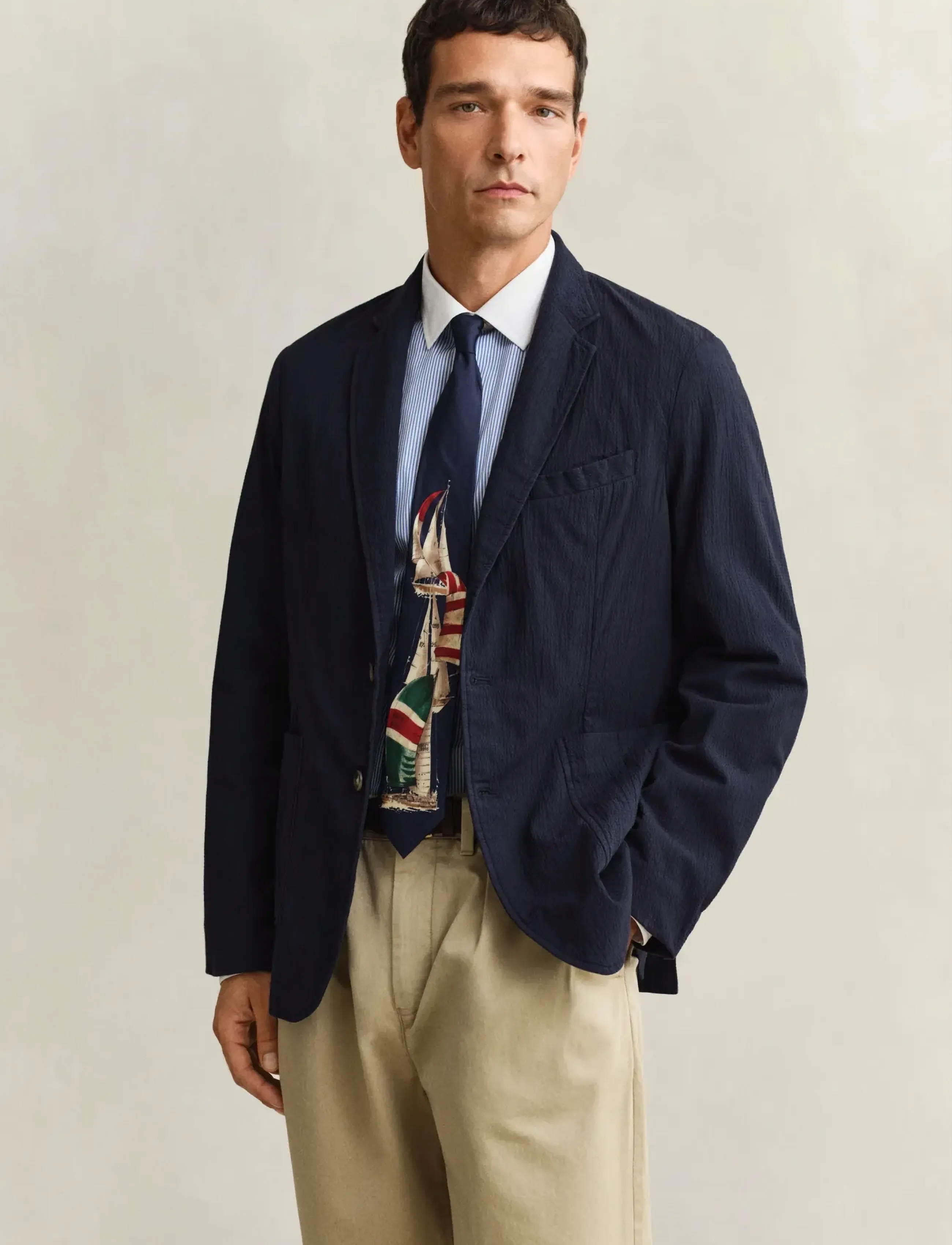 GANT GMNT DYED SEERSUCKER BLAZER - Peoriided - EVENING BLUE / navy