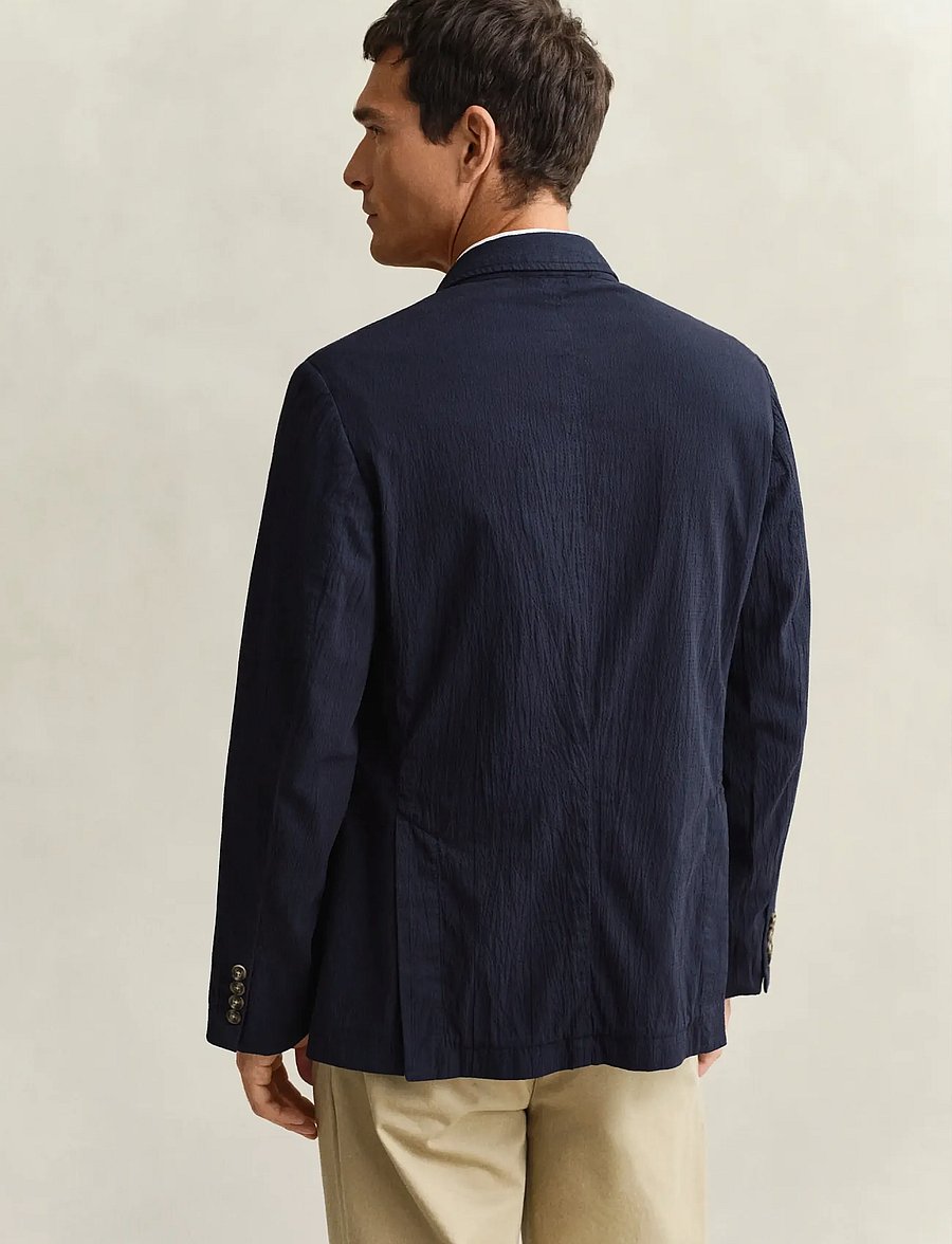 Gant - GMNT DYED SEERSUCKER BLAZER - einreiher - evening blue - 2