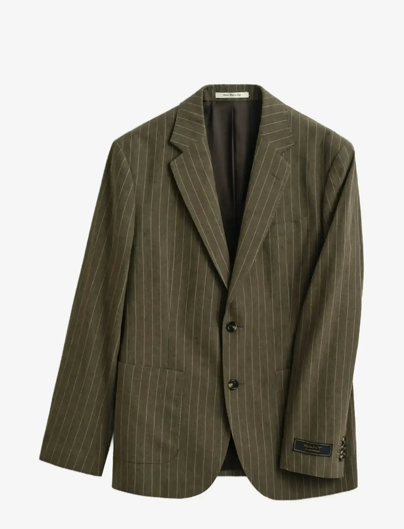 GANT - COT/LINEN PINSTRIPE SUIT JACKET - vienaeiliai švarkai - rich brown - 1