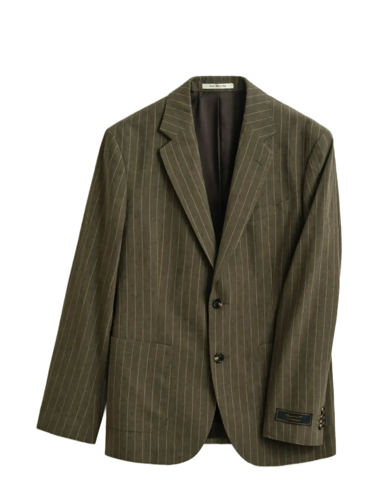 Gant COT/LINEN PINSTRIPE SUIT JACKET - Gant - RICH BROWN / khaki/green