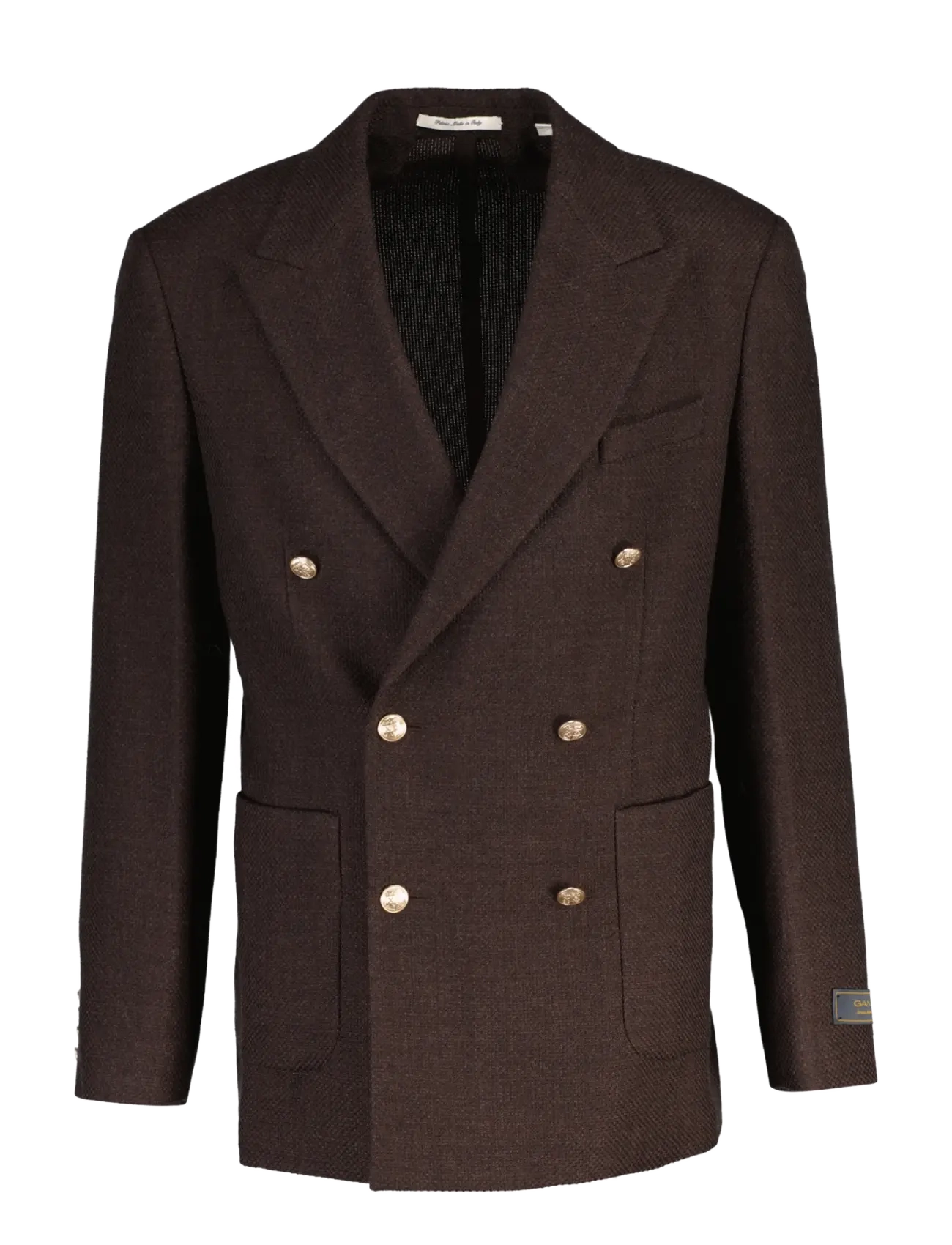 Gant WOOL TEXTURED CLUB BLAZER - Dobbeltradede blazere - BLACK BROWN / black