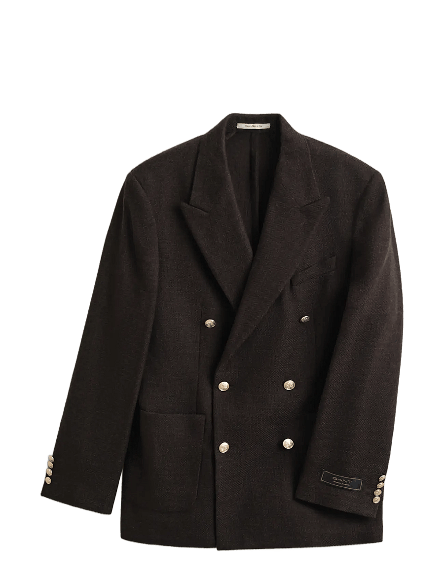 Gant - WOOL TEXTURED CLUB BLAZER - zweireiher - black brown - 0
