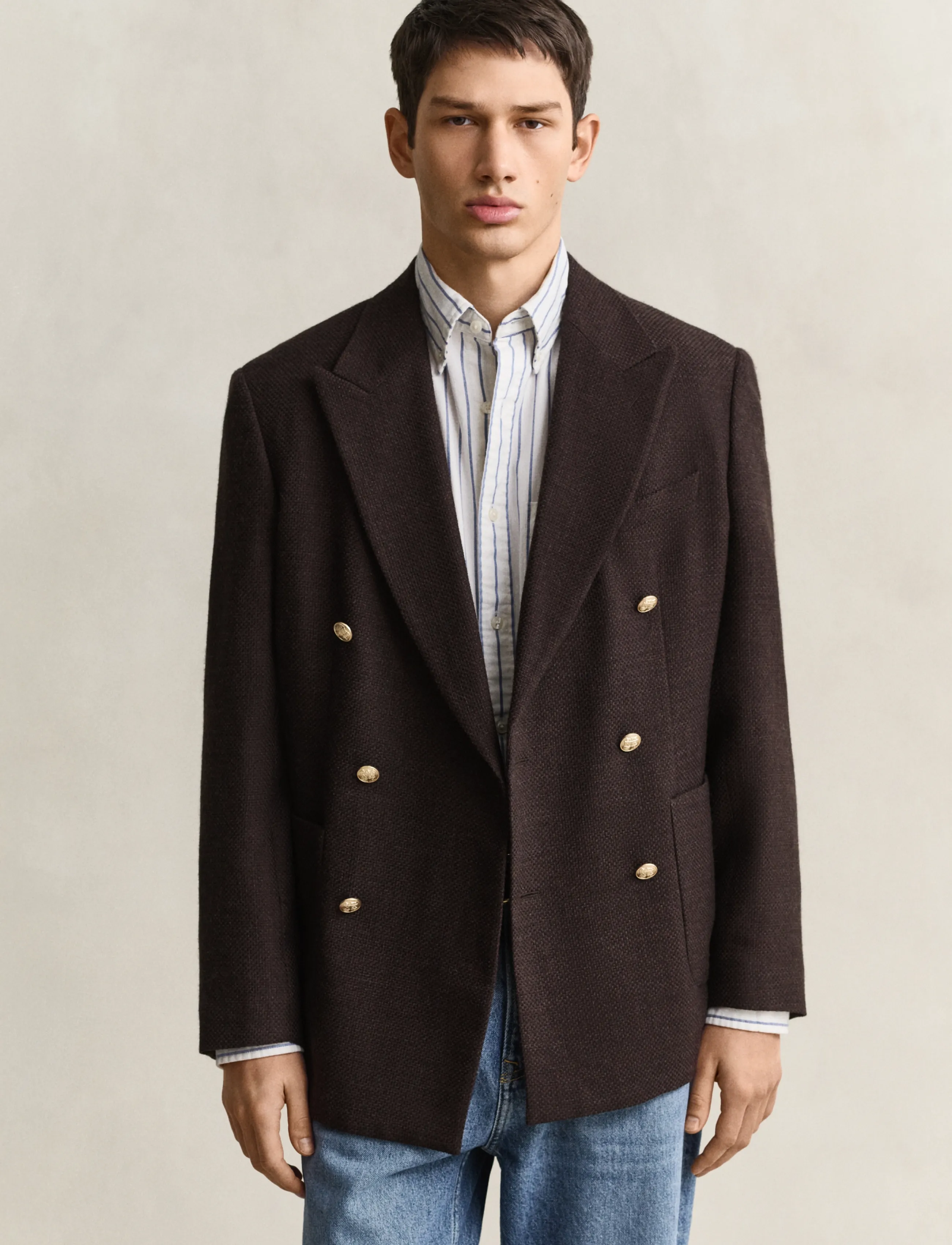 Gant WOOL TEXTURED CLUB BLAZER - „Preppy“ - BLACK BROWN / black