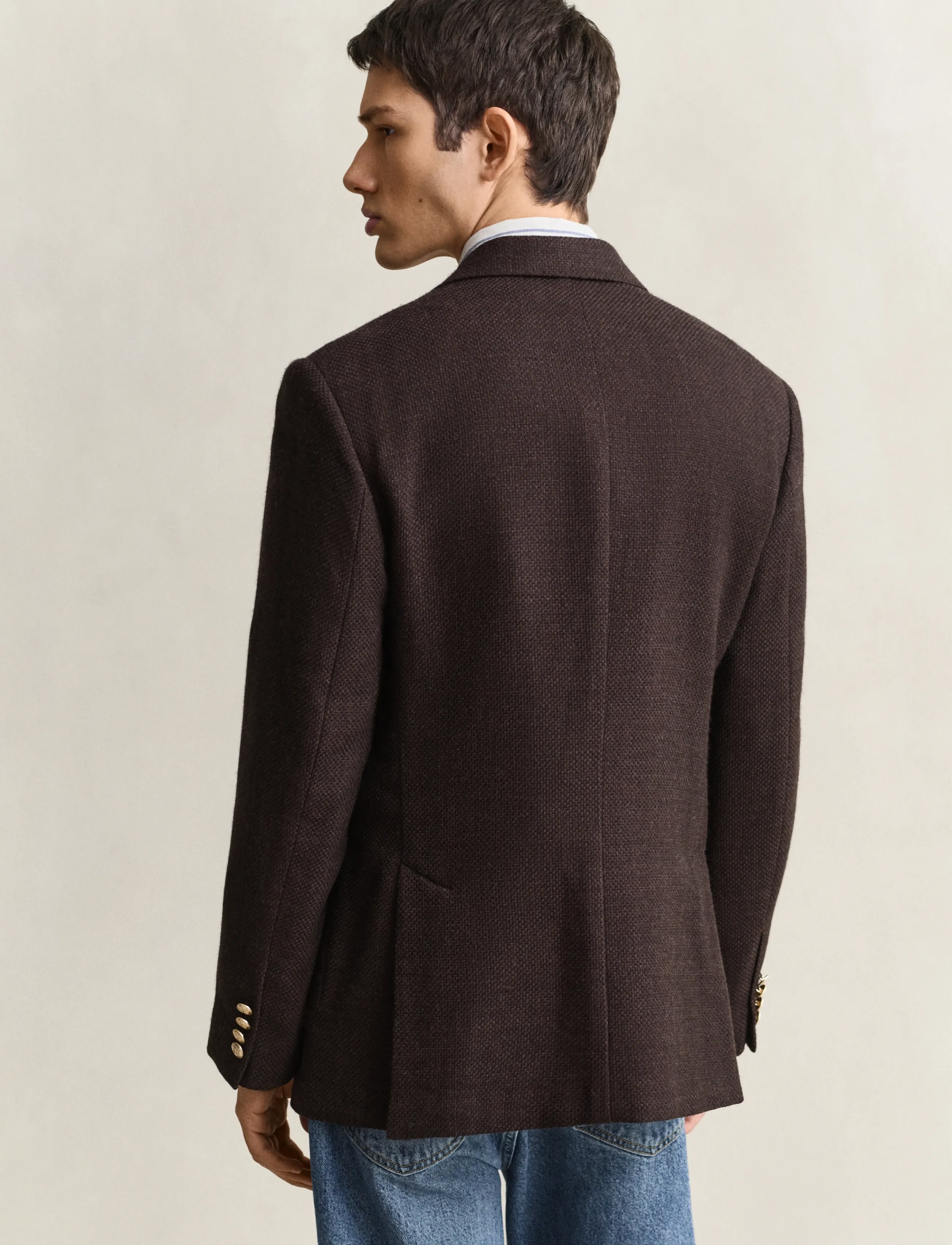 Gant - WOOL TEXTURED CLUB BLAZER - zweireiher - black brown - 2