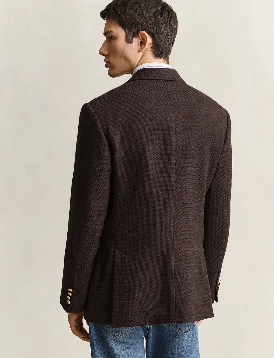 Gant - WOOL TEXTURED CLUB BLAZER - zweireiher - black brown - 2