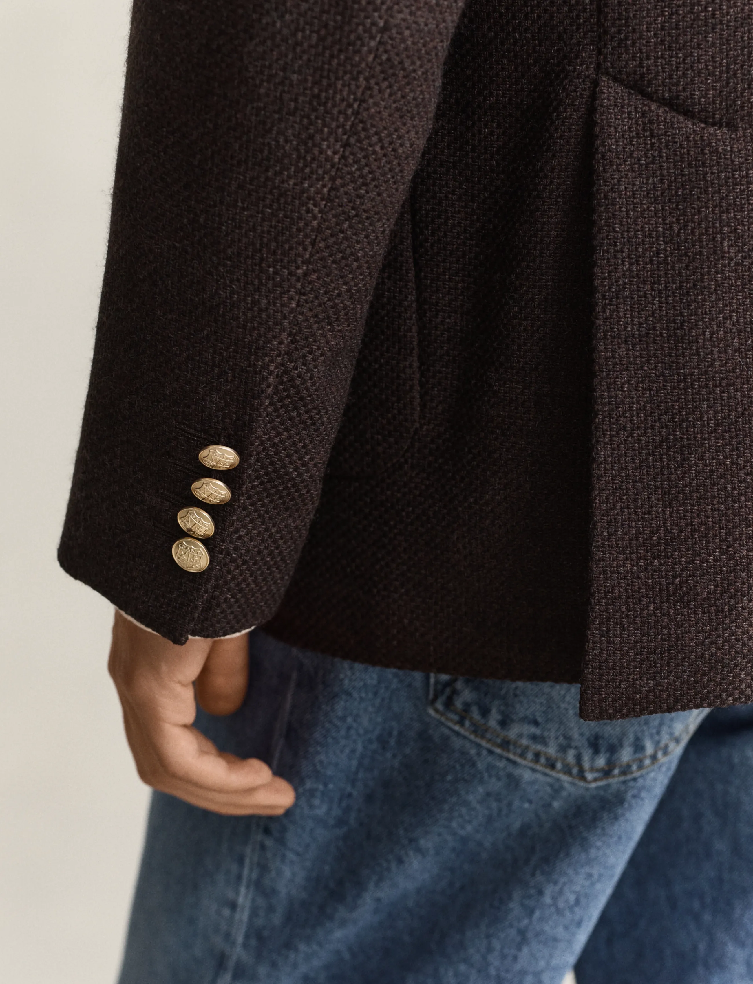 Gant WOOL TEXTURED CLUB BLAZER - Ülikonnad ja pintsakud - BLACK BROWN / black