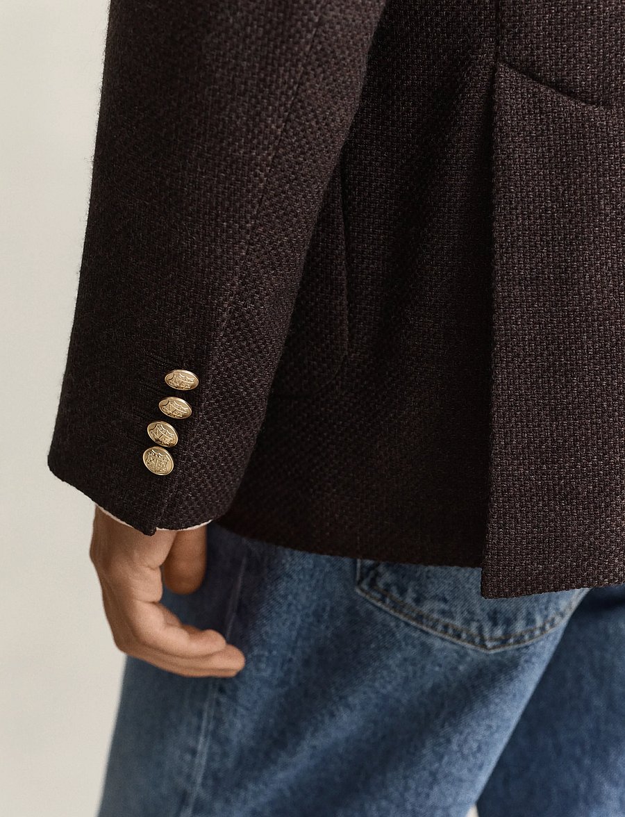 Gant - WOOL TEXTURED CLUB BLAZER - zweireiher - black brown - 5