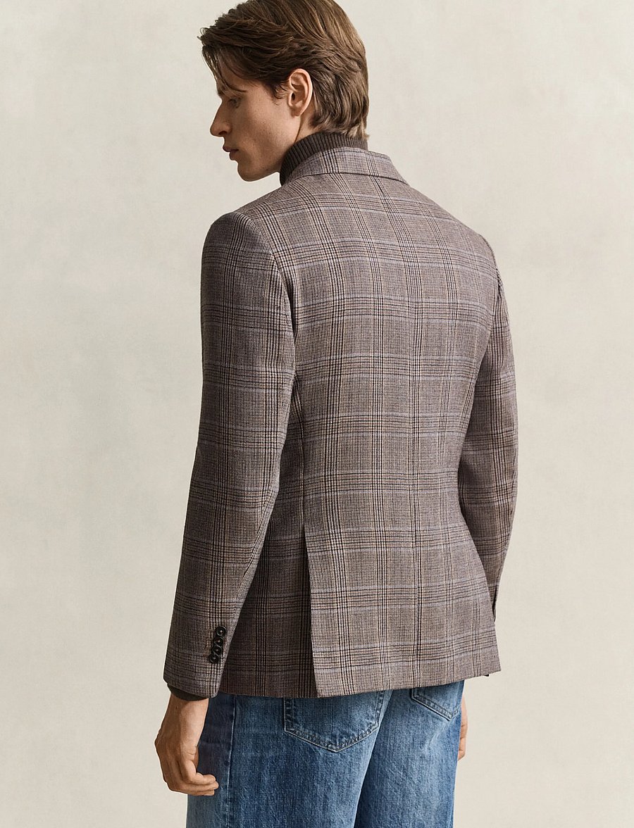 Gant - WOOL CHECK SUIT JACKET - single breasted blazers - light taupe - 2