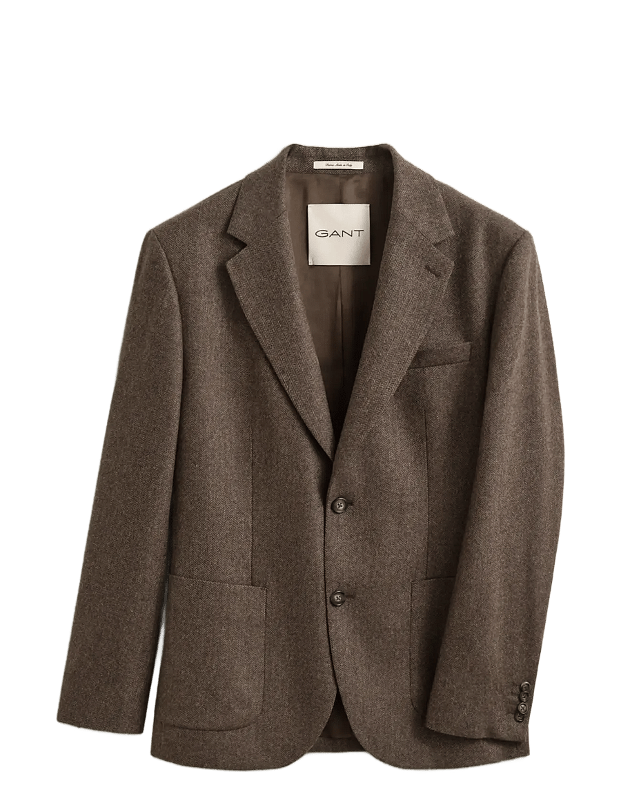 Gant - WOOL HERRINGBONE SUIT JACKET - black brown - 0