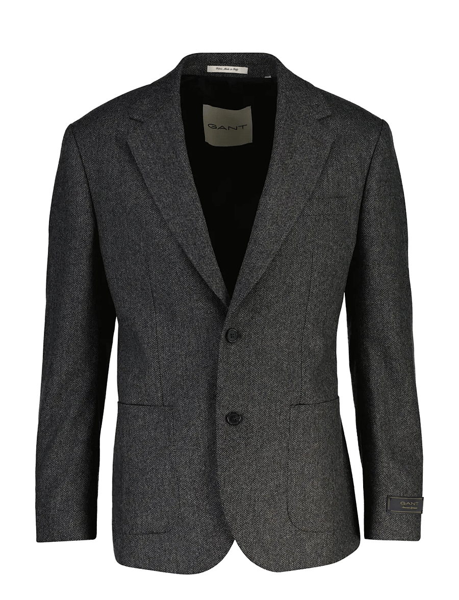 Gant - WOOL HERRINGBONE SUIT JACKET - black grey - 0