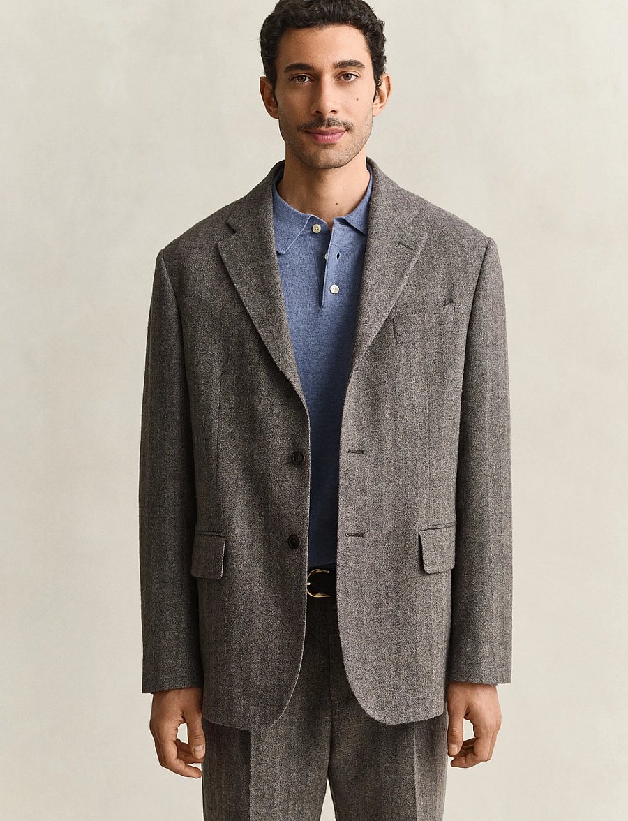 Gant - COTTON WOOL PINSTRIPE SUIT JACKET - shadow brown - 0
