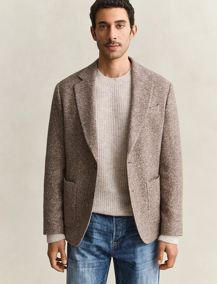 Gant - WOOL SILK JERSEY BLAZER - einreiher - clay beige - 0