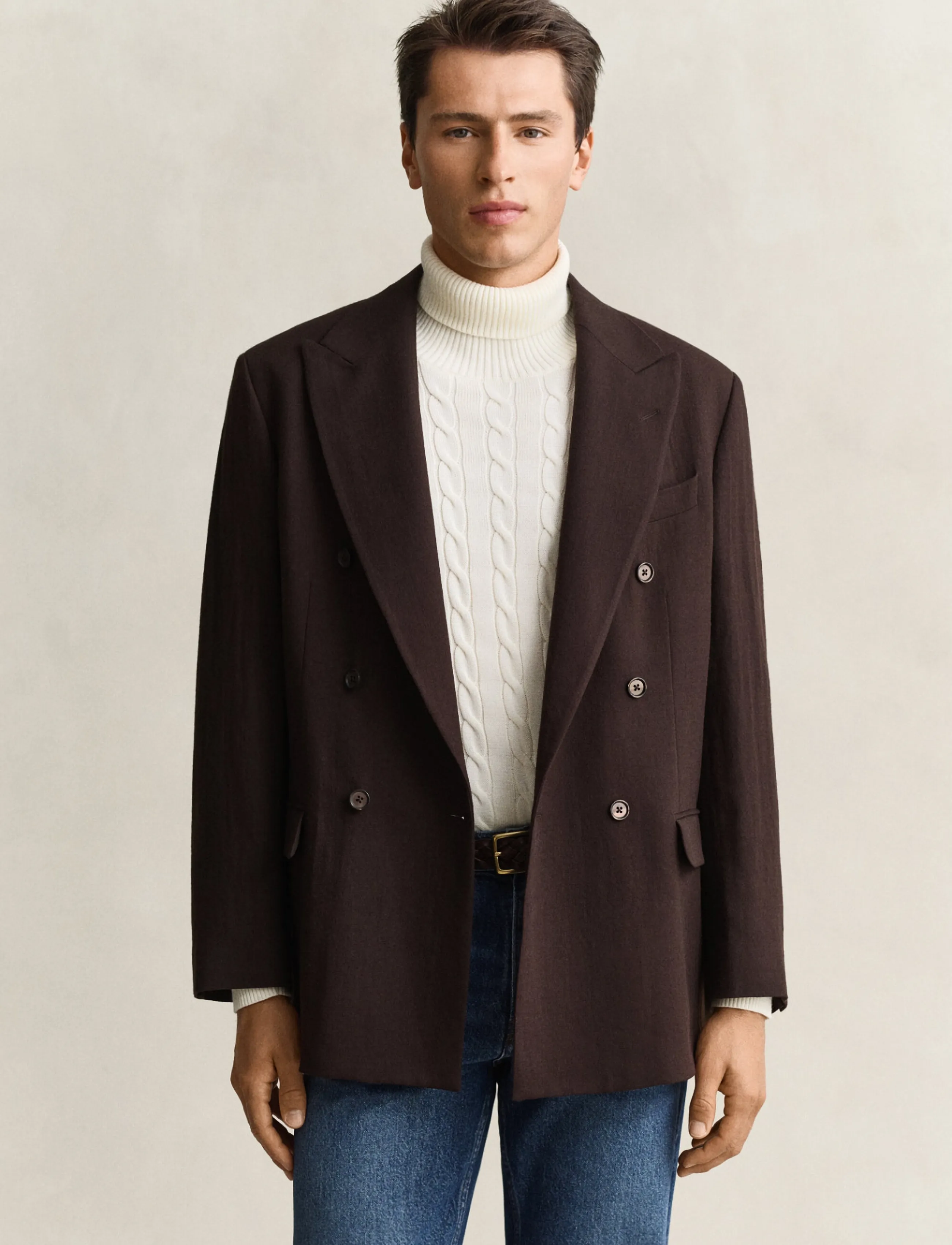 Double Breasted Wool Suit Jacket