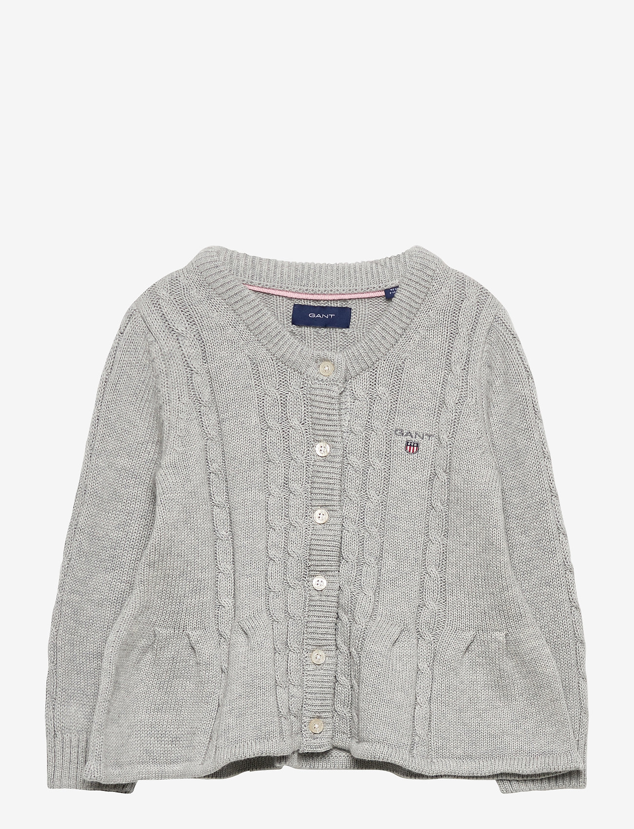 GANT - D1. COTTON CABLE CARDIGAN - light grey melange - 0