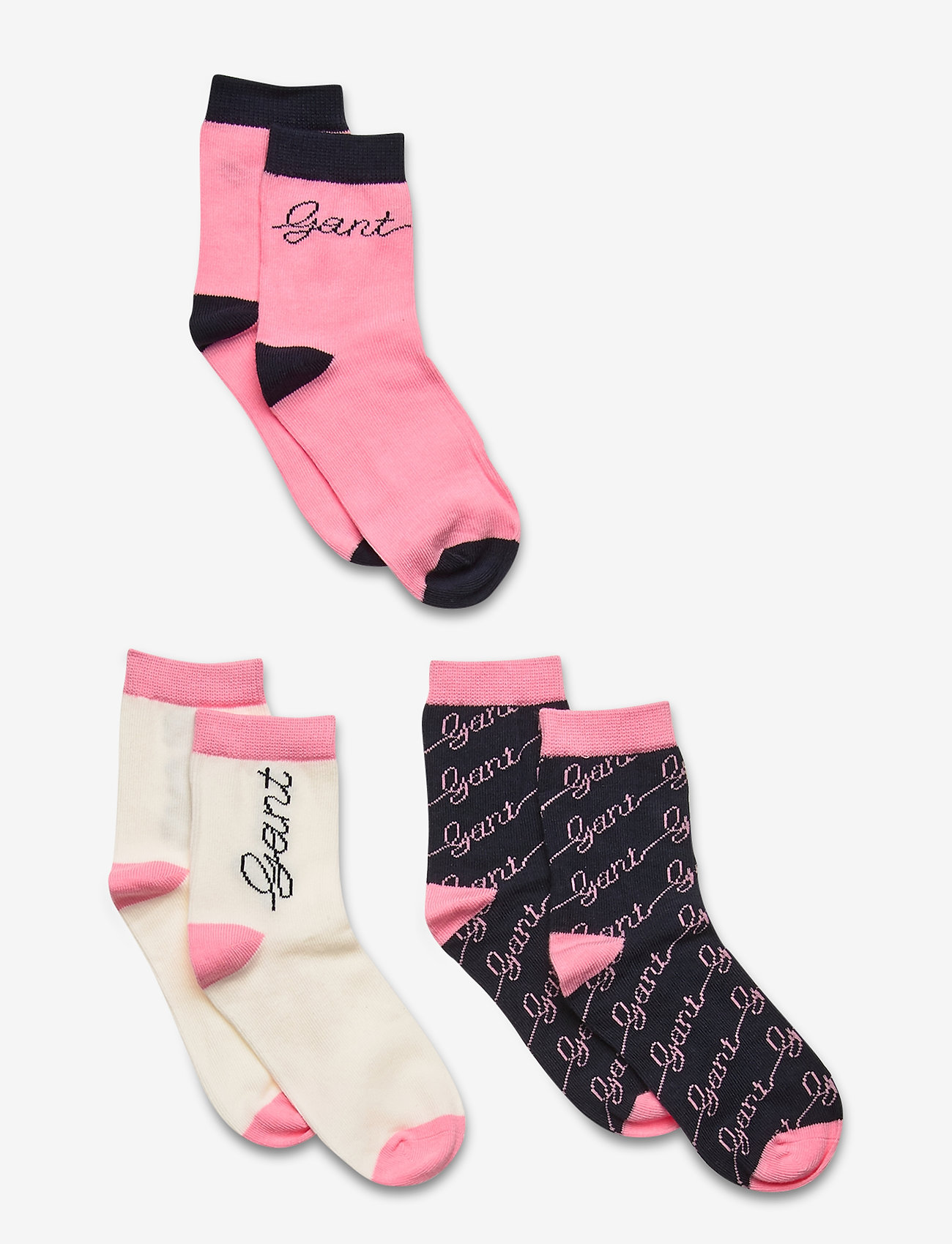 D1. GANT SCRIPT 3-PACK SOCK - SEA PINK