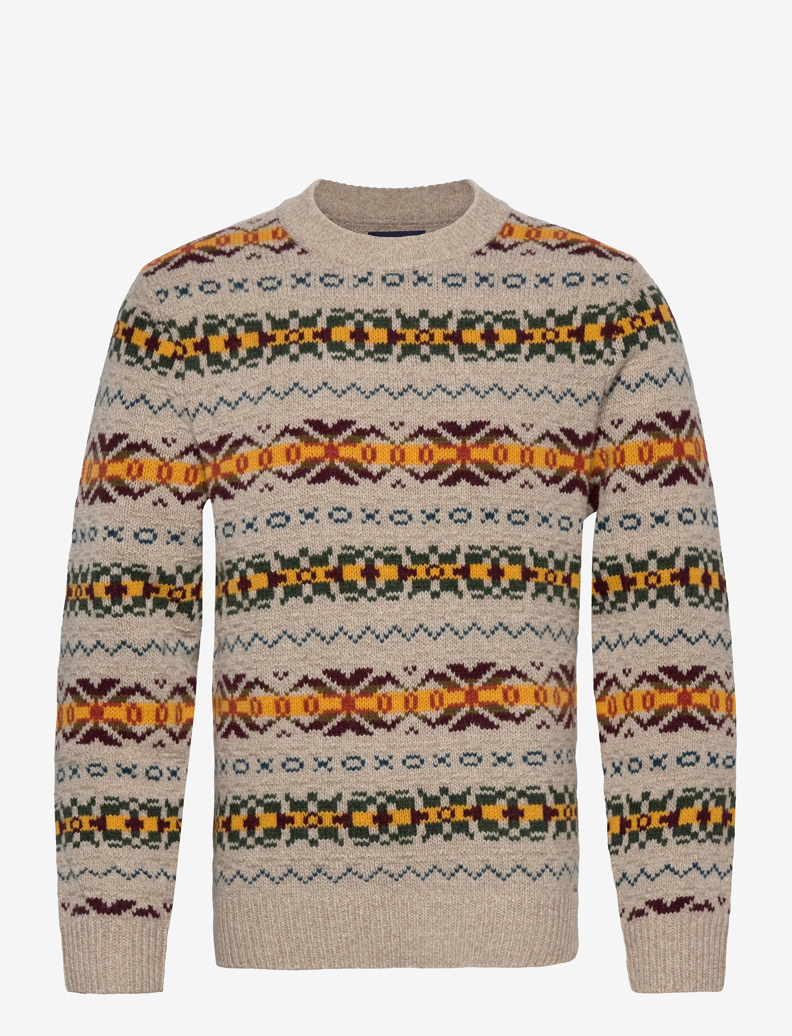 GANT - D2. TEXTURED FAIRISLE CREW - almond melange - 0