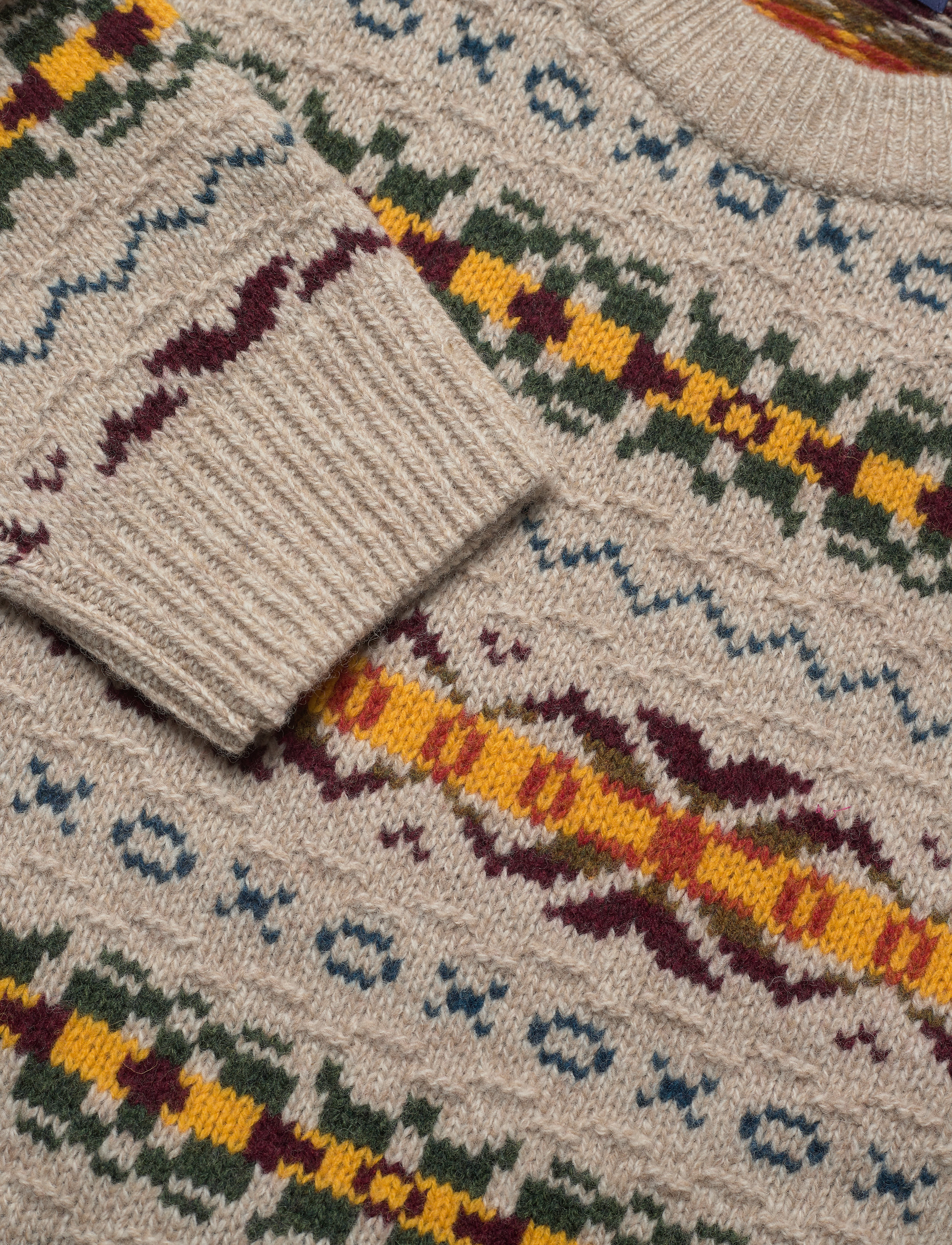 GANT - D2. TEXTURED FAIRISLE CREW - almond melange - 2