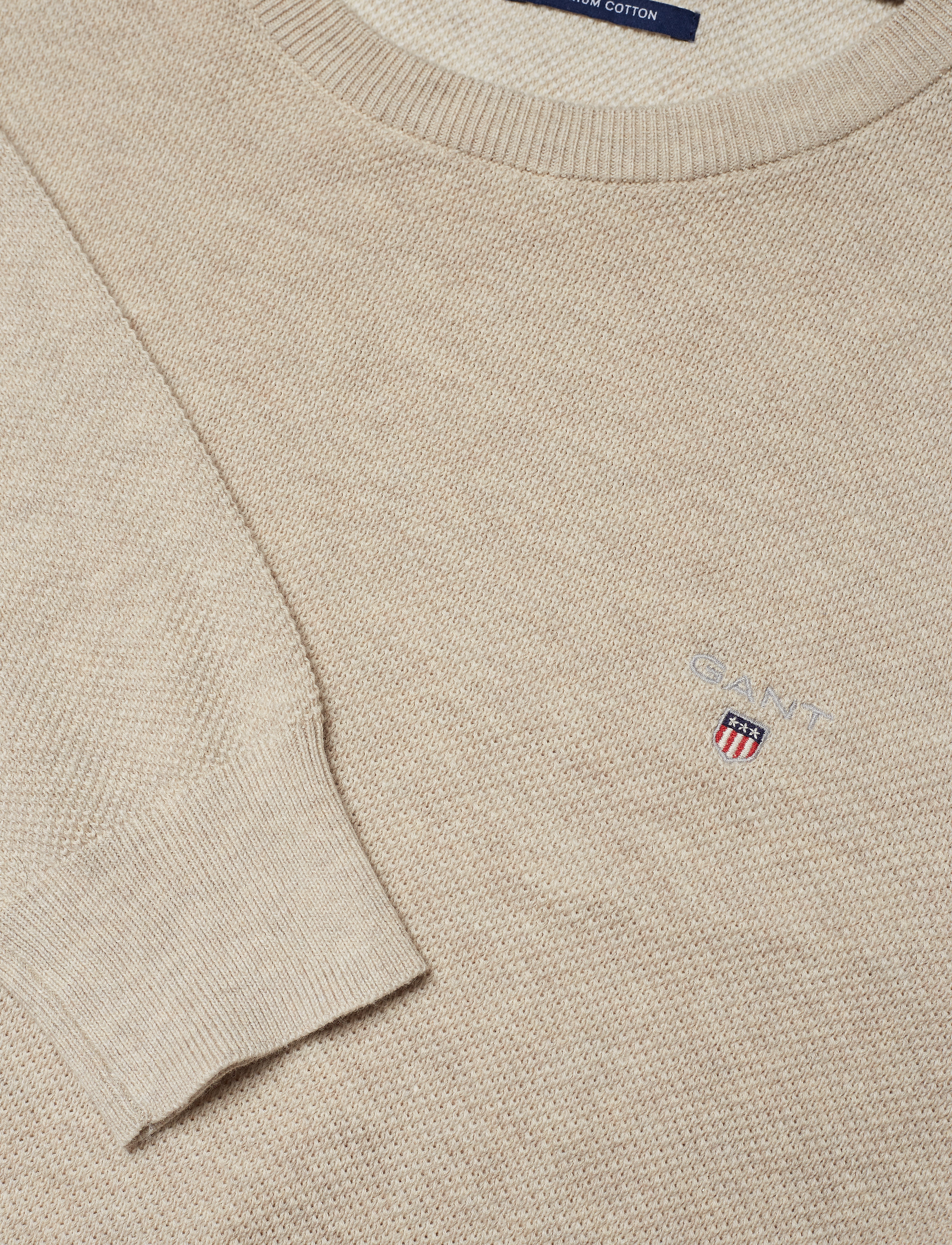 GANT - COTTON PIQUE CREW - manila melange - 2