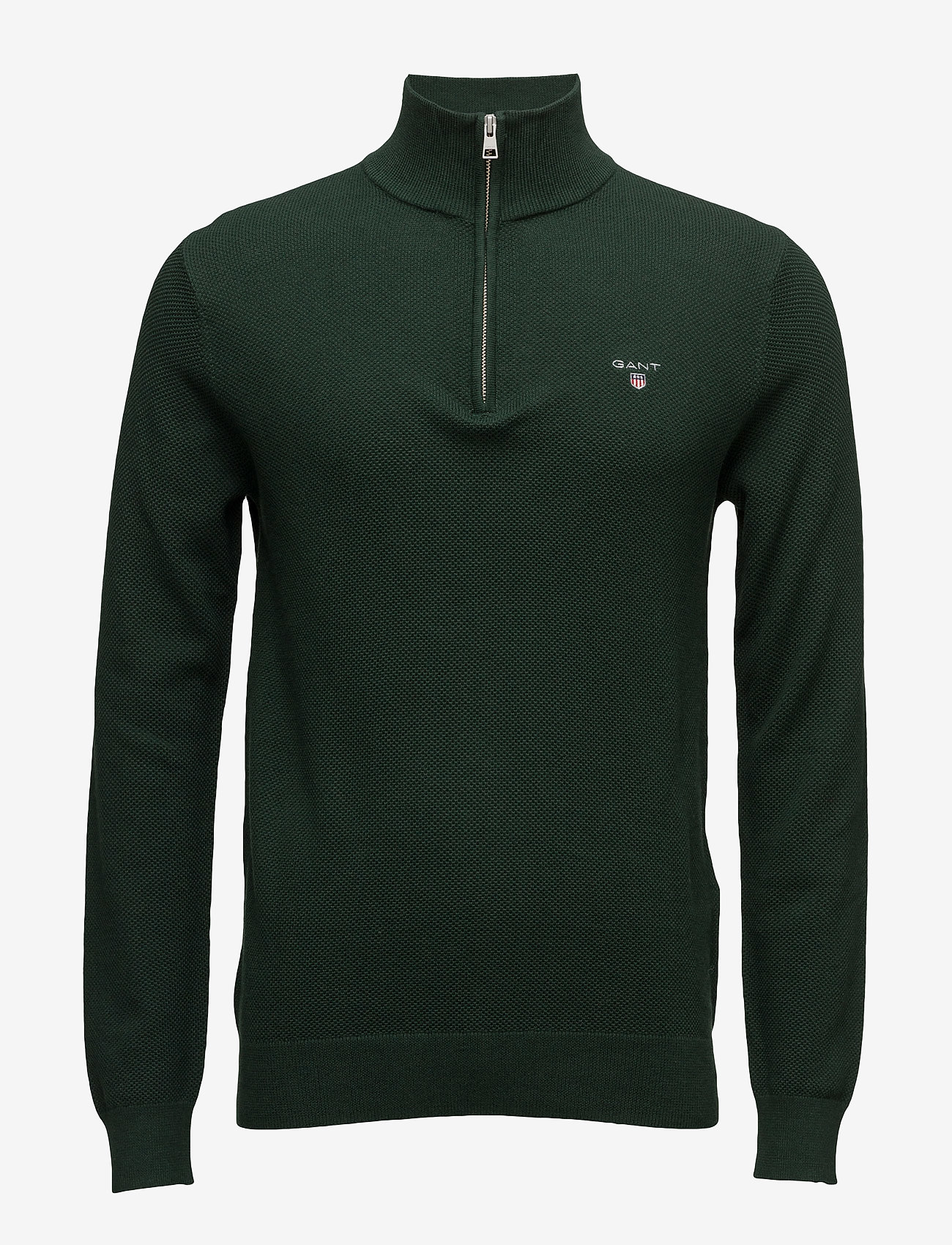 GANT - COTTON PIQUE HALF ZIP - tartan green - 0