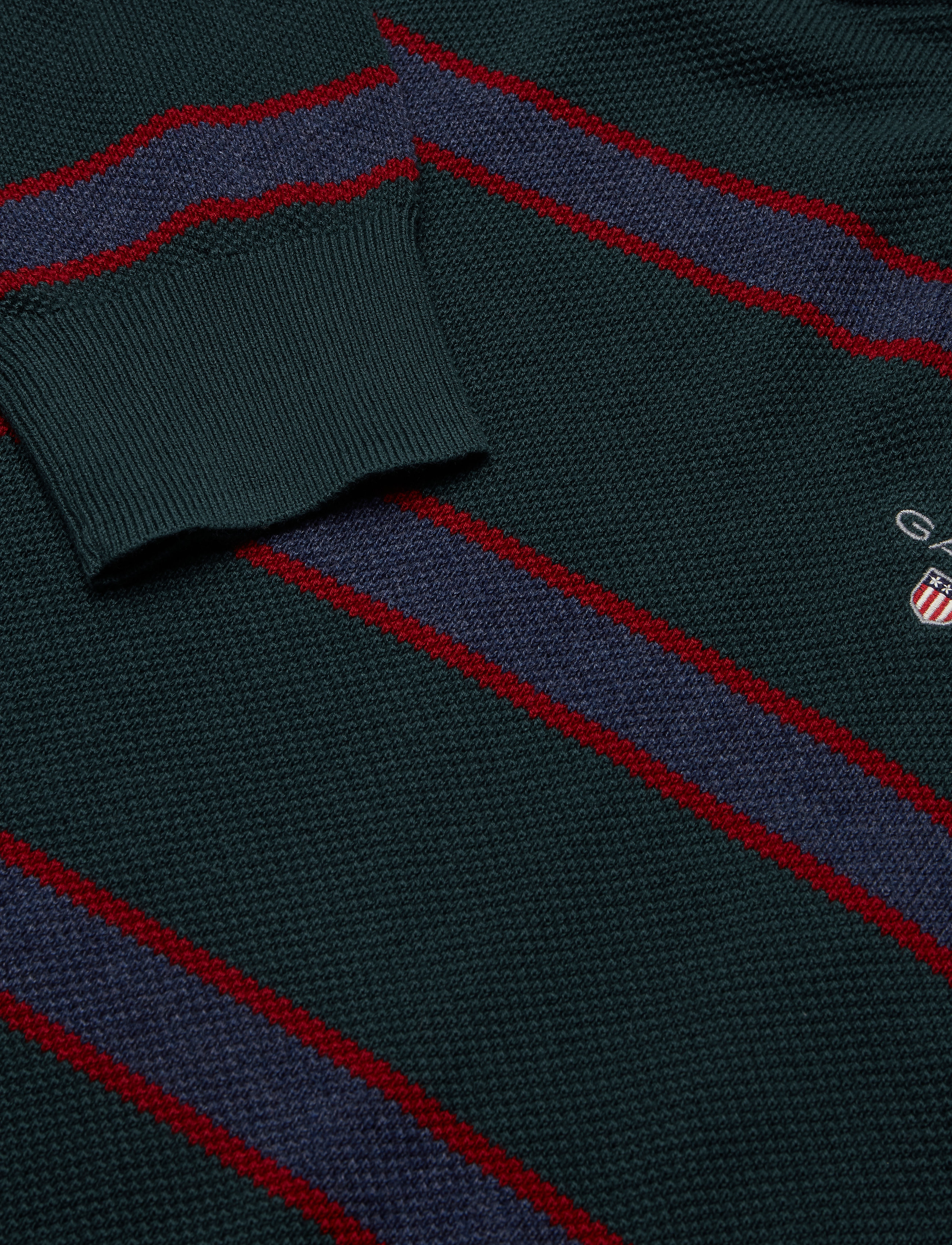 GANT - O1. COTTON PIQUE STRIPE CREW - ponderosa pine - 2