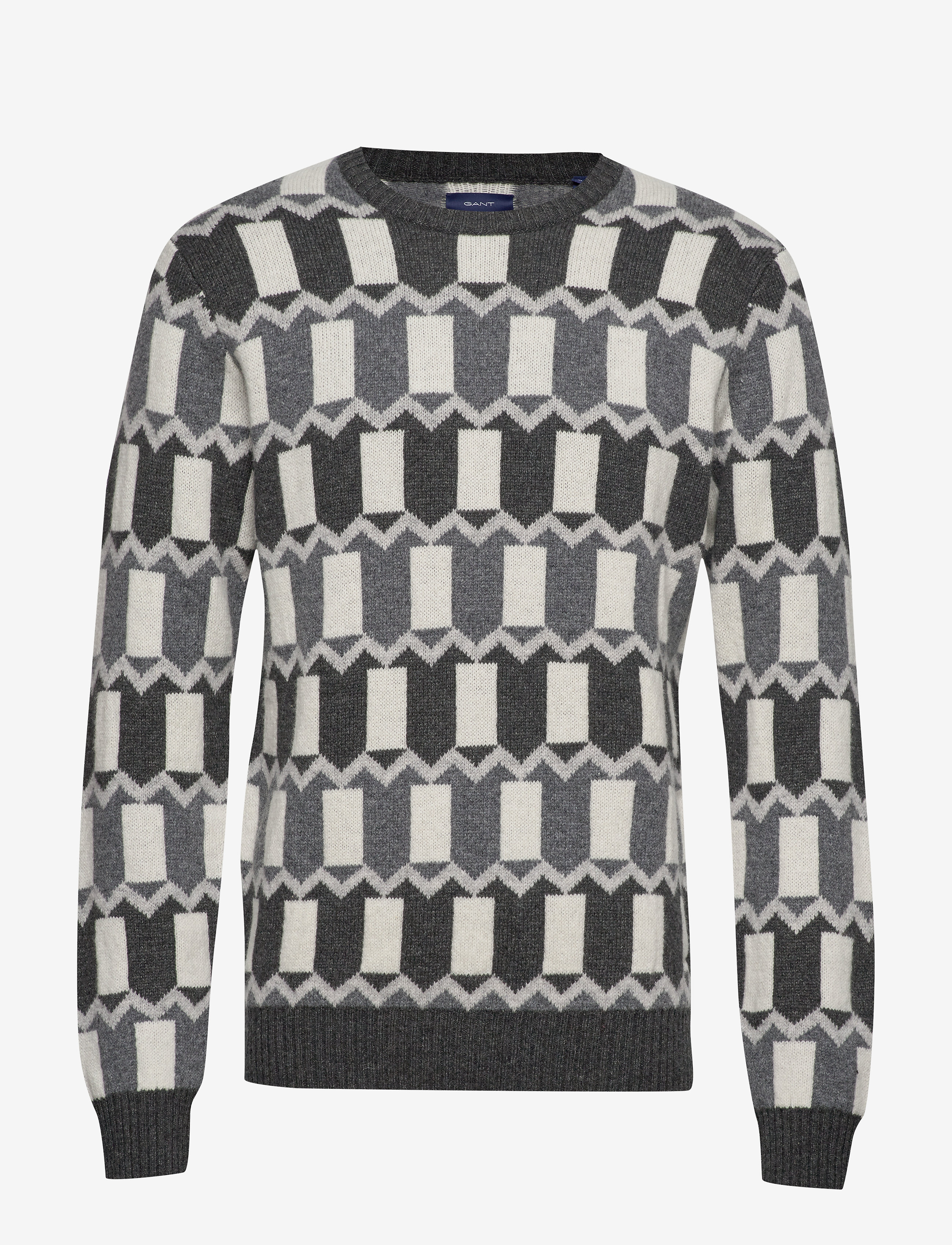 GANT - D2. HOLIDAY ALLOVER FAIRISLE CREW - dk charcoal melange - 0