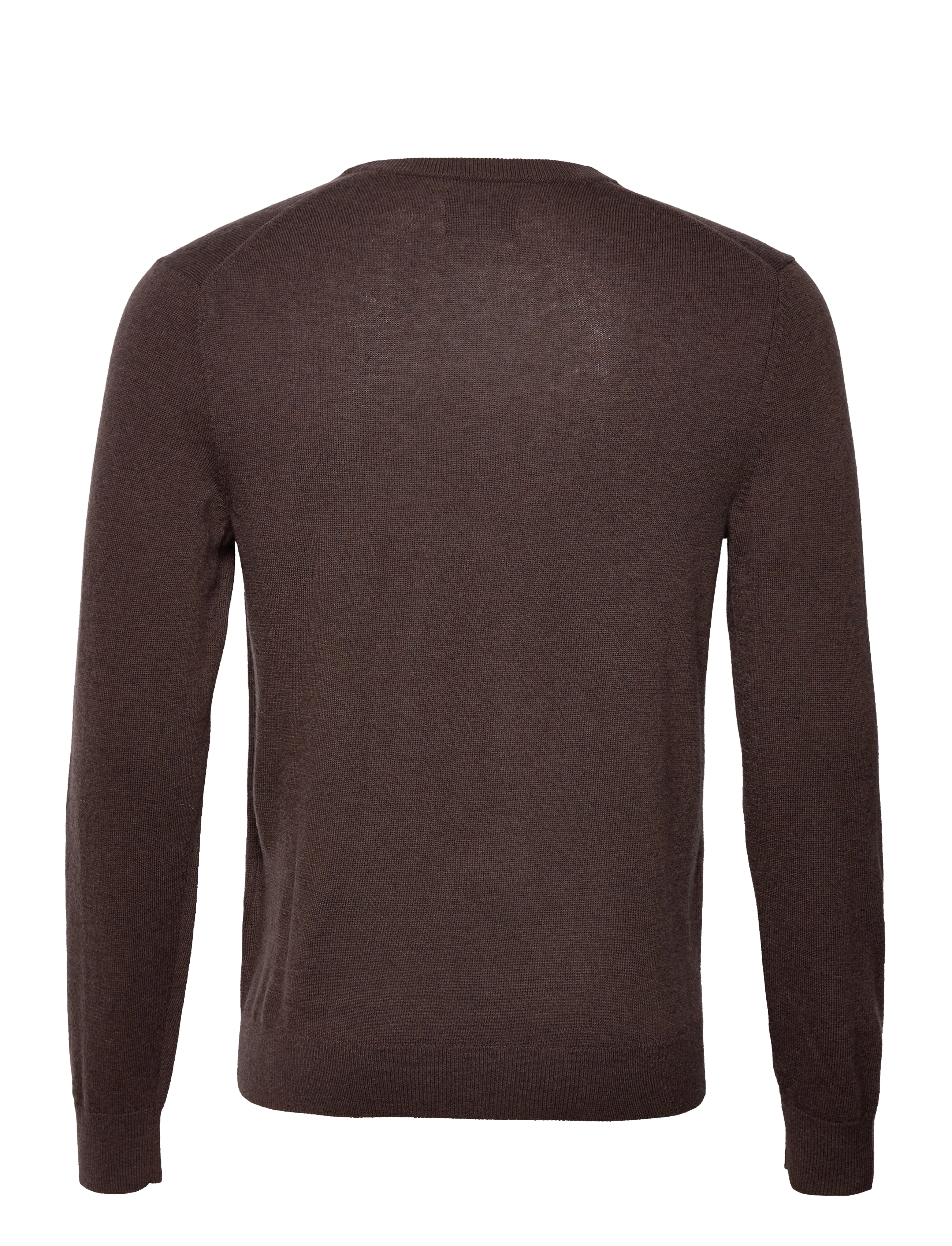 GANT - MD. EXTRAFINE LAMBSWOOL V-NECK - dk brown melange - 1