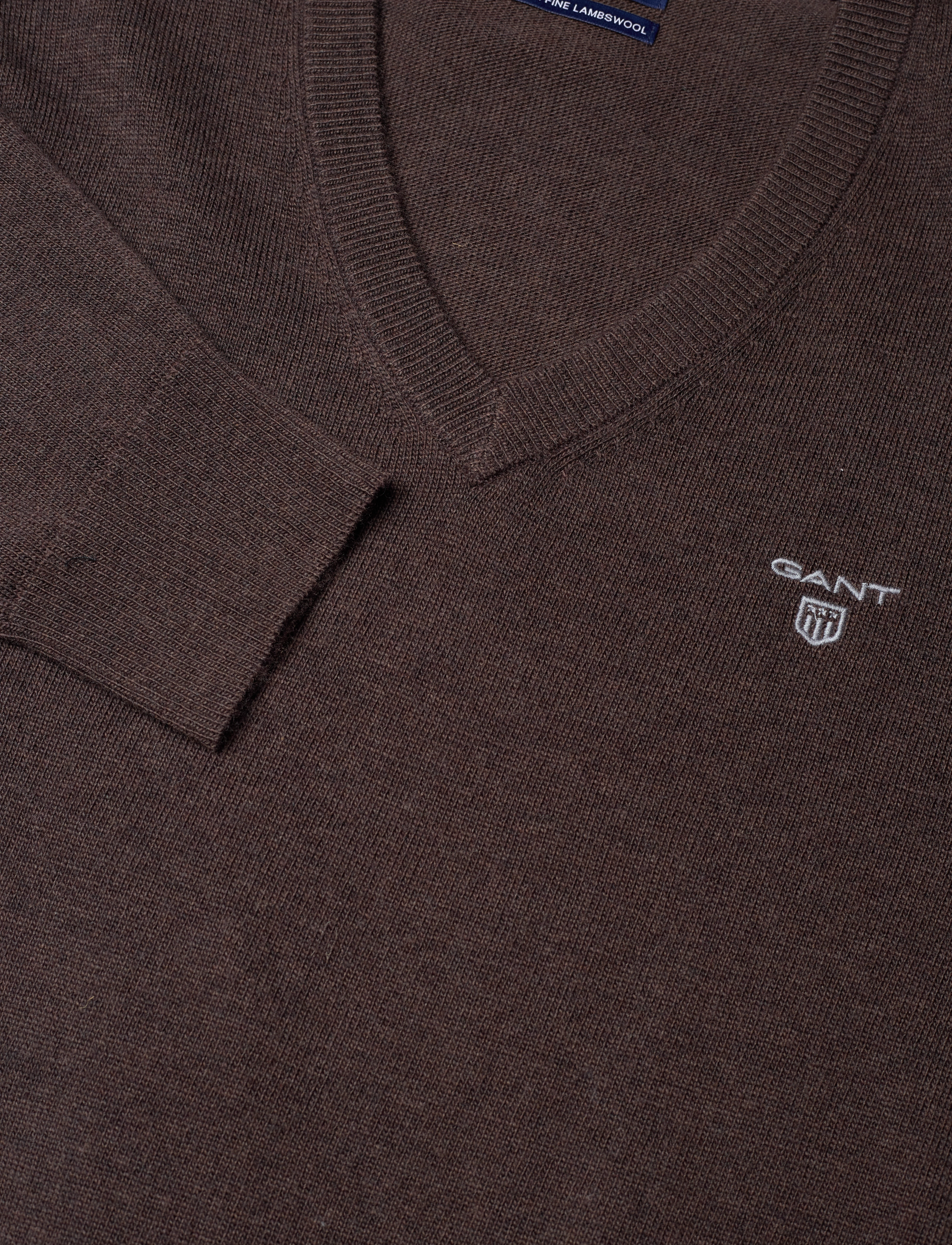GANT - MD. EXTRAFINE LAMBSWOOL V-NECK - dk brown melange - 2