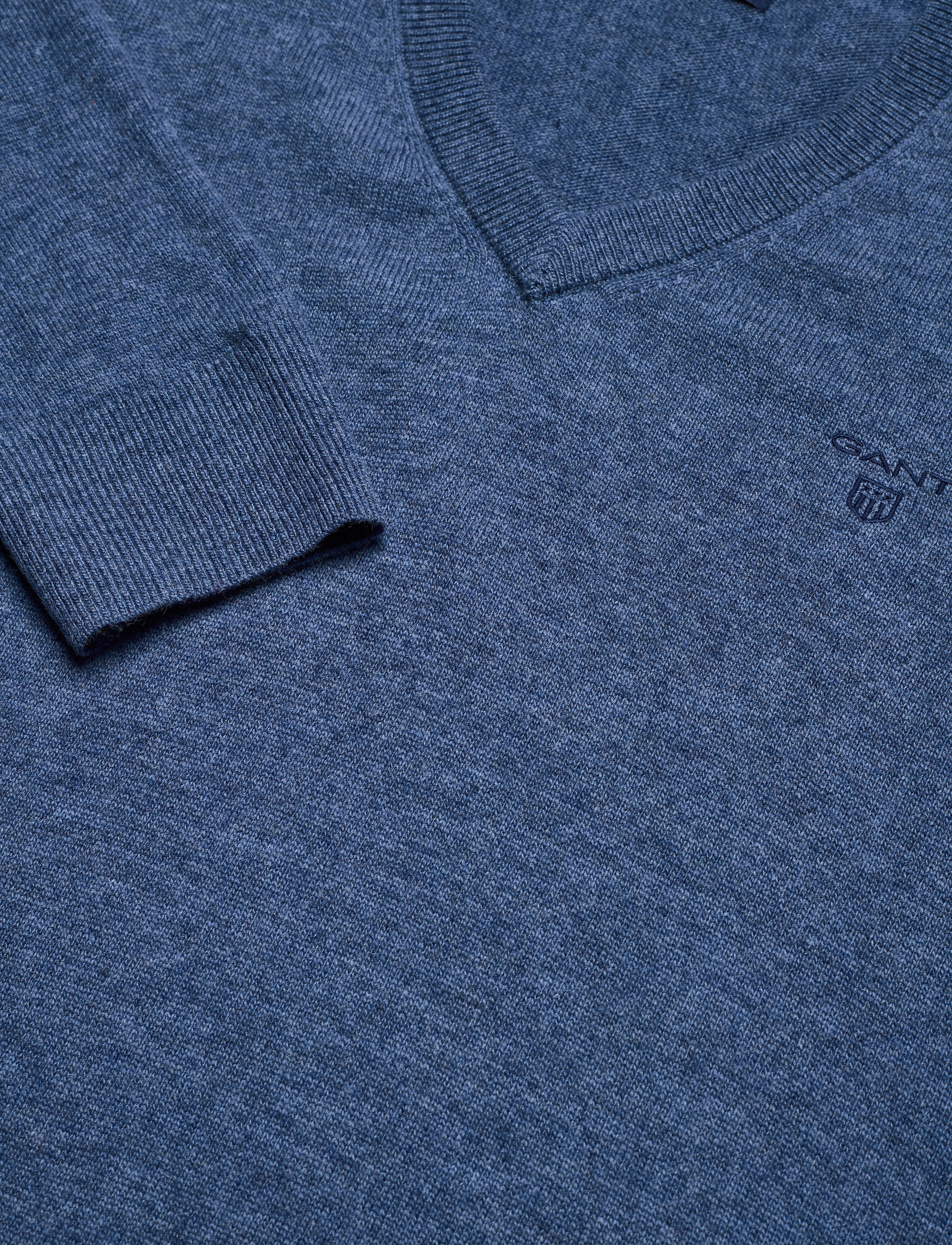 GANT - MD. EXTRAFINE LAMBSWOOL V-NECK - stone blue melange - 2