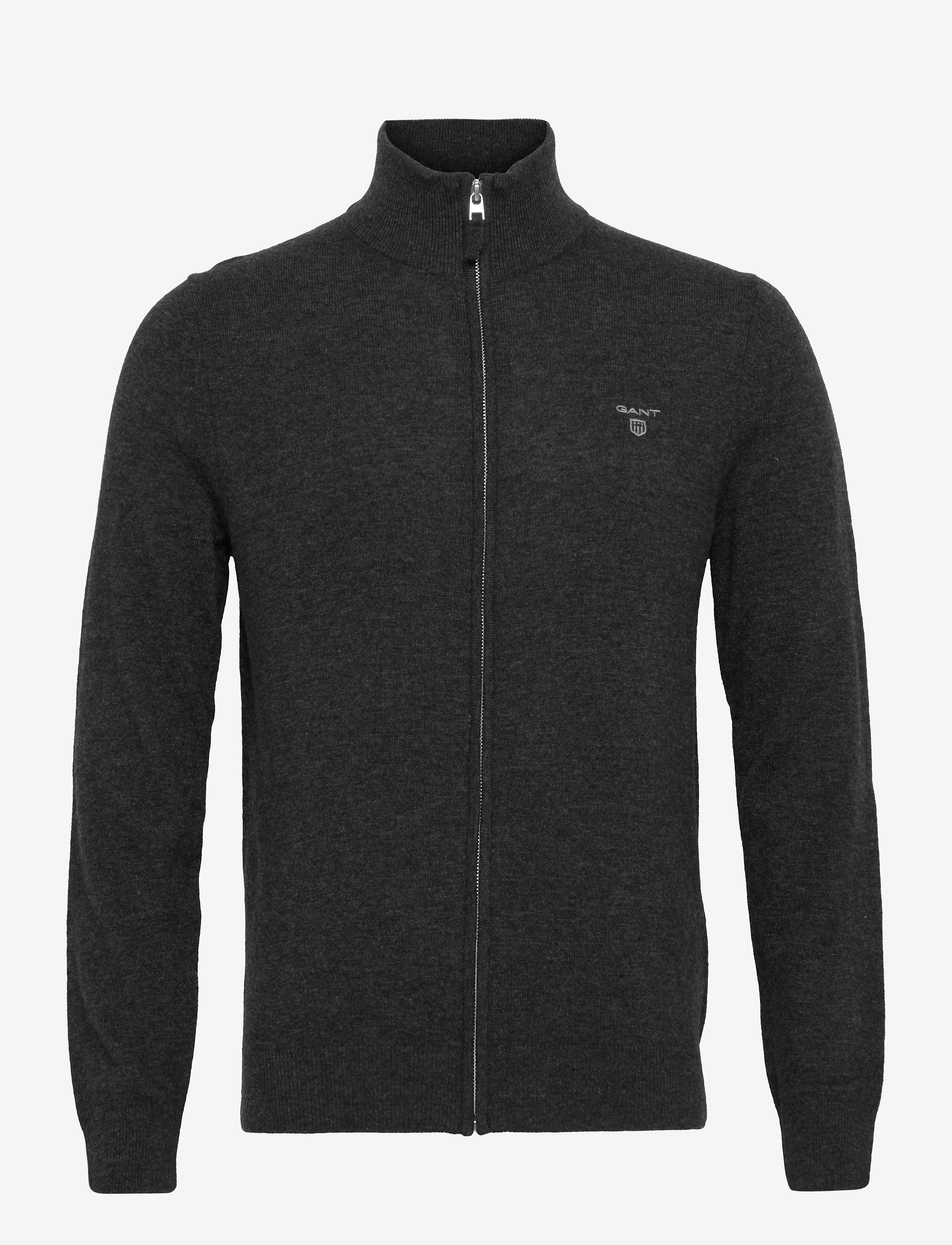 GANT - MD. EXTRAFINE LAMBSWOOL ZIP CARD. - antracit melange - 0