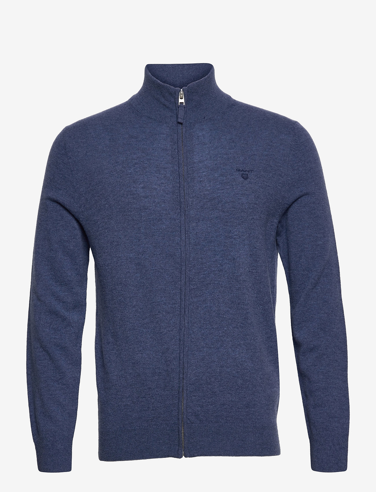 GANT - MD. EXTRAFINE LAMBSWOOL ZIP CARD. - stone blue melange - 0