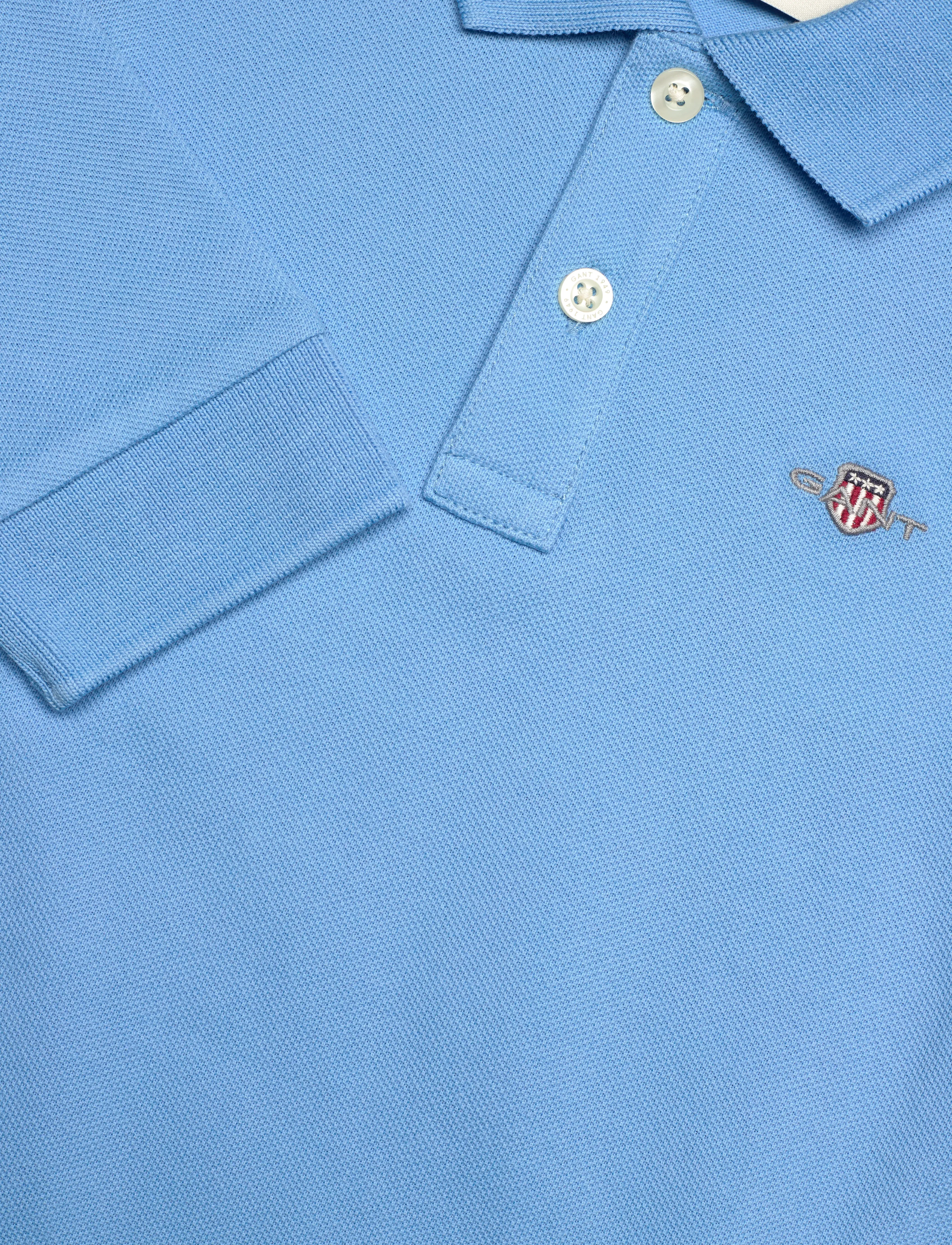 Gant - SHIELD LS PIQUE POLO - långärmade pikéer - dream blue - 2