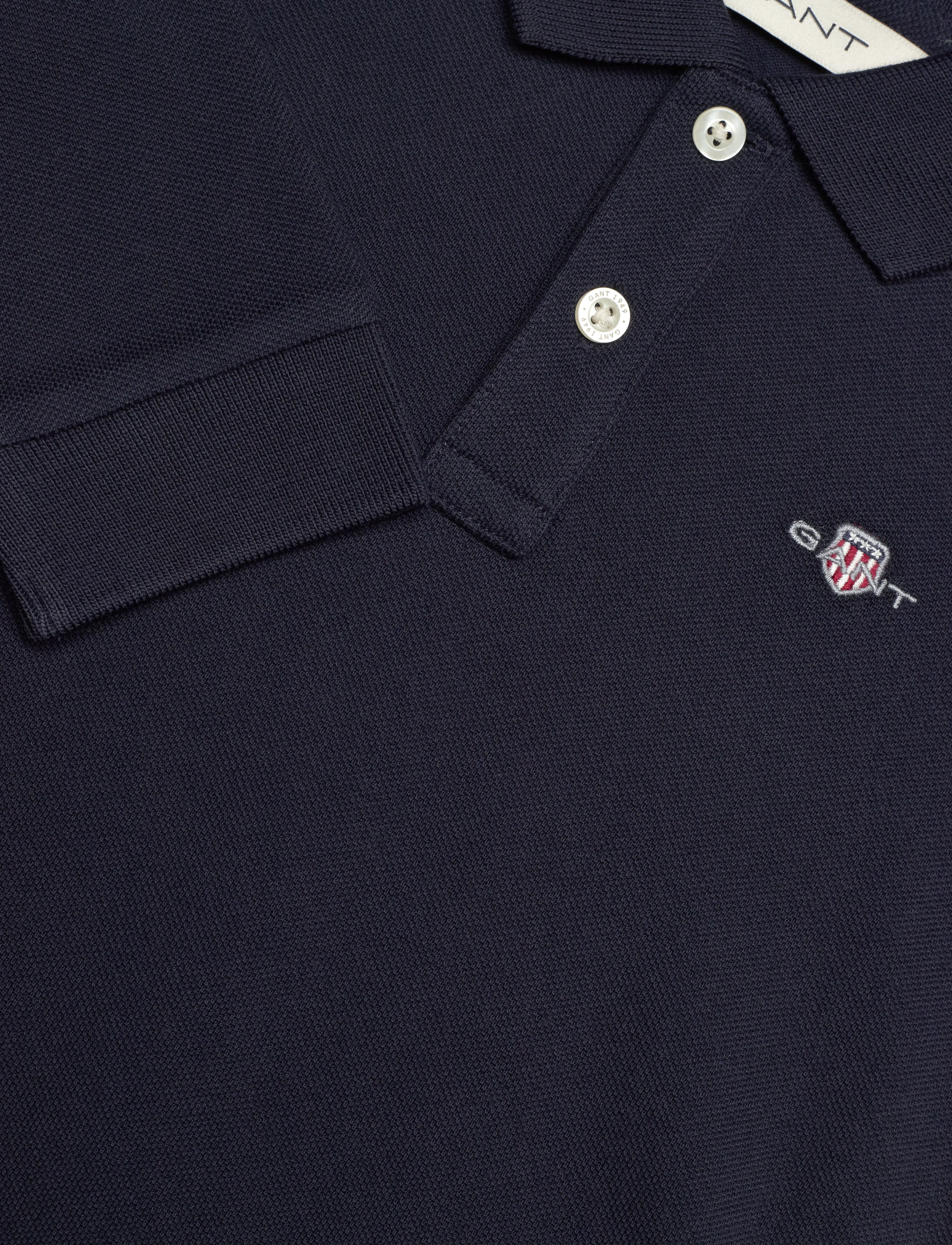 Gant - SHIELD LS PIQUE POLO - long-sleeved polos - evening blue - 2