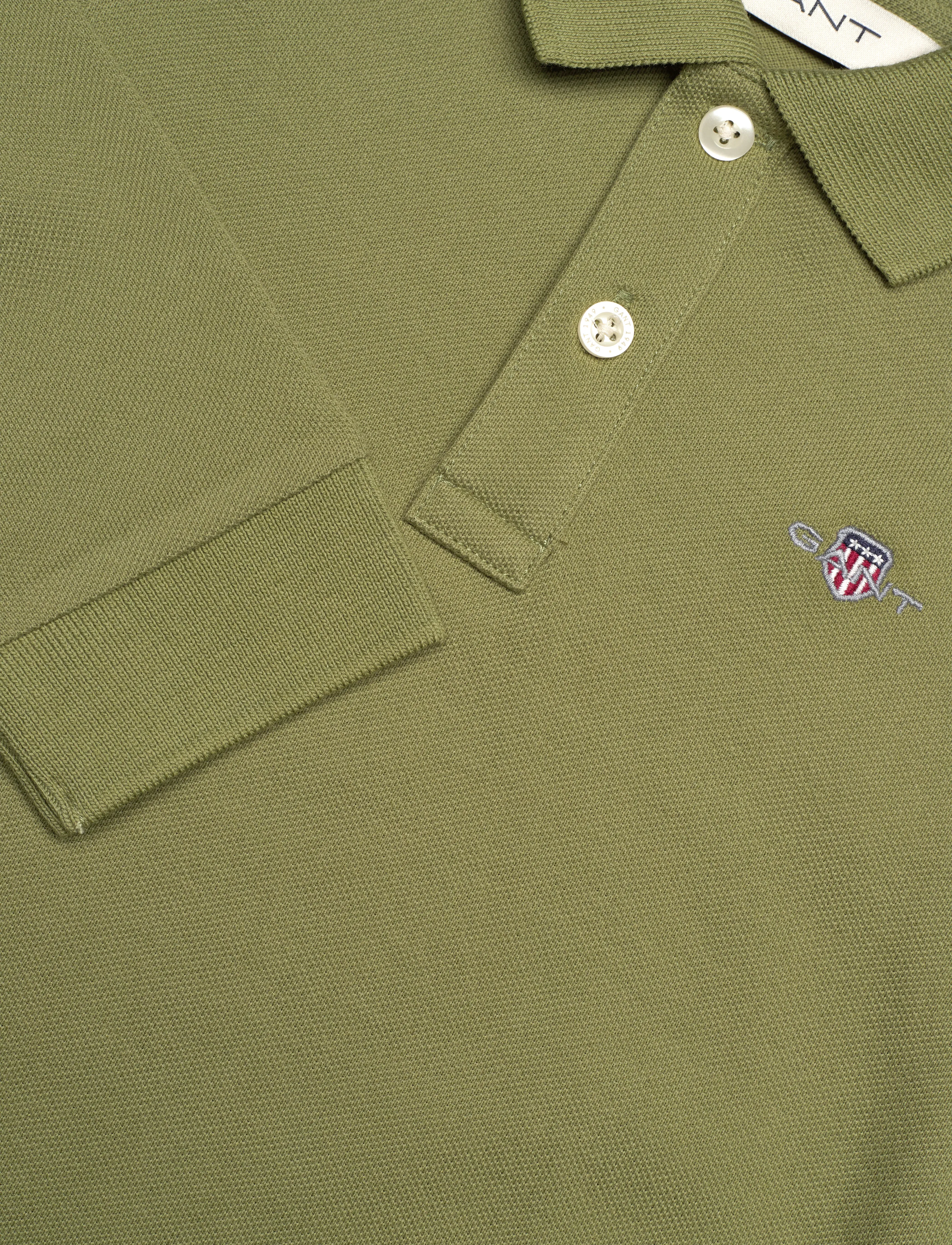 Gant - SHIELD LS PIQUE POLO - long-sleeved polos - washed olive - 2