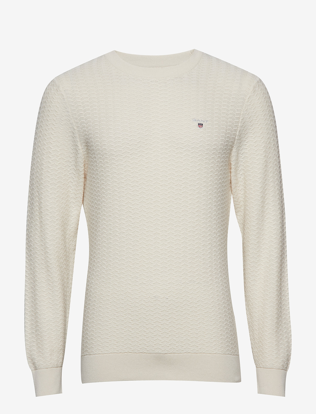 GANT - O2. HERRINGBONE TEXTURE CREW - putty - 0